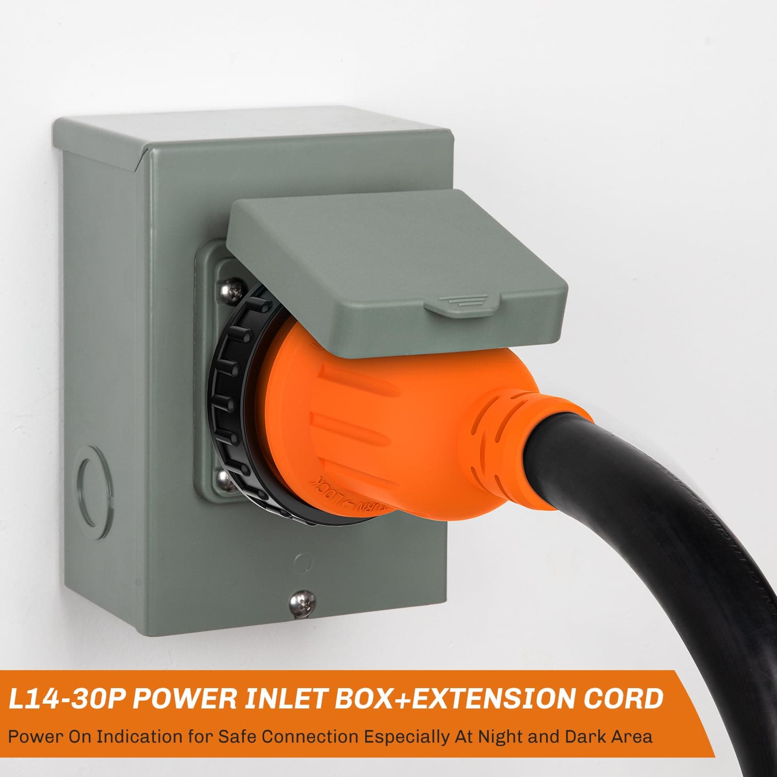WELLUCK 30 Amp Emergency Power Combo Kit with L14-30P Inlet Box and 15 FT Power - Thumbnail 3