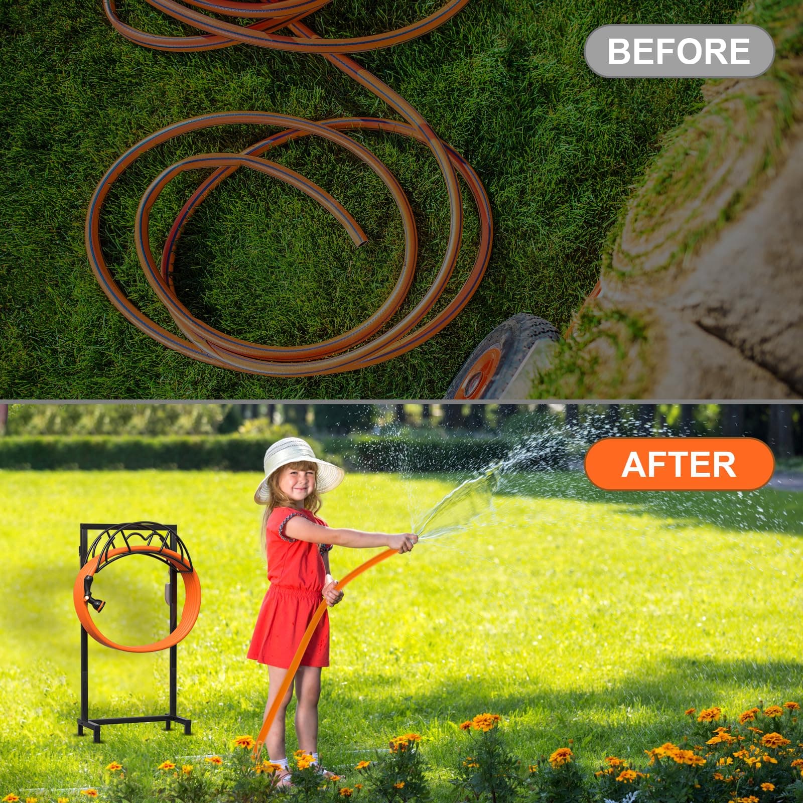 VyGrow Heavy Duty Freestanding Garden Hose Holder - 150ft Capacity, Outdoor - Thumbnail 6