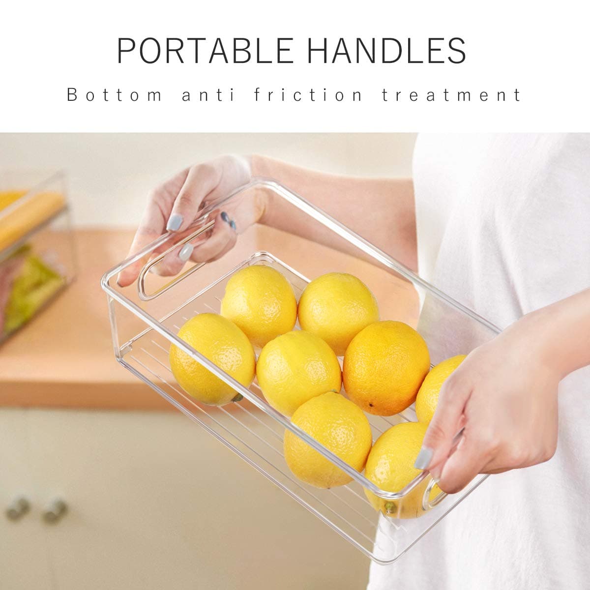 Stackable Refrigerator Organizer Bins, 6-Pack Clear Kitchen Containers - Thumbnail 5