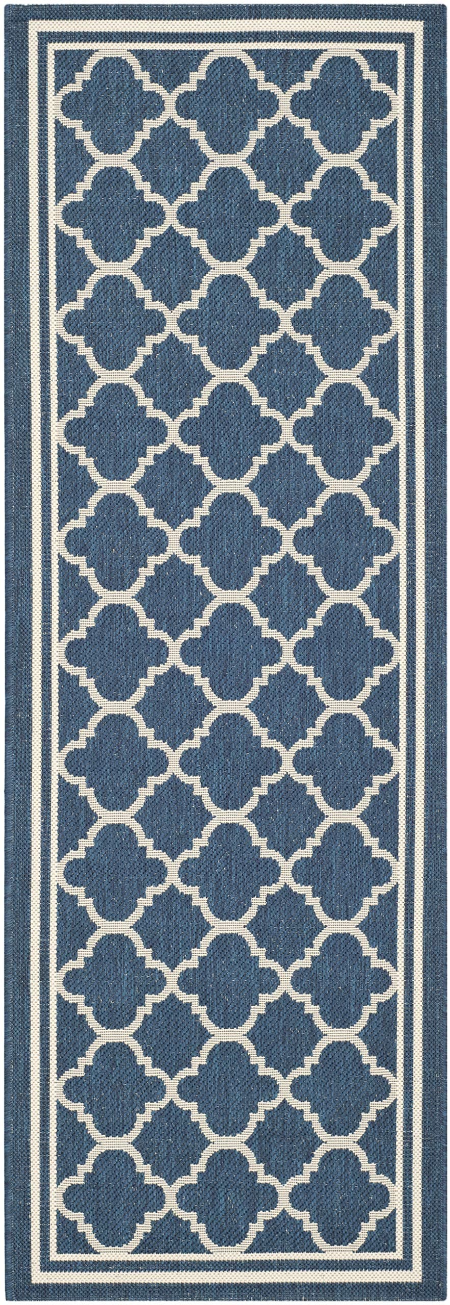 SAFAVIEH Washable Rug Outdoor Courtyard Collection Runner - 2'3" x 9', Navy & Be - Thumbnail 3