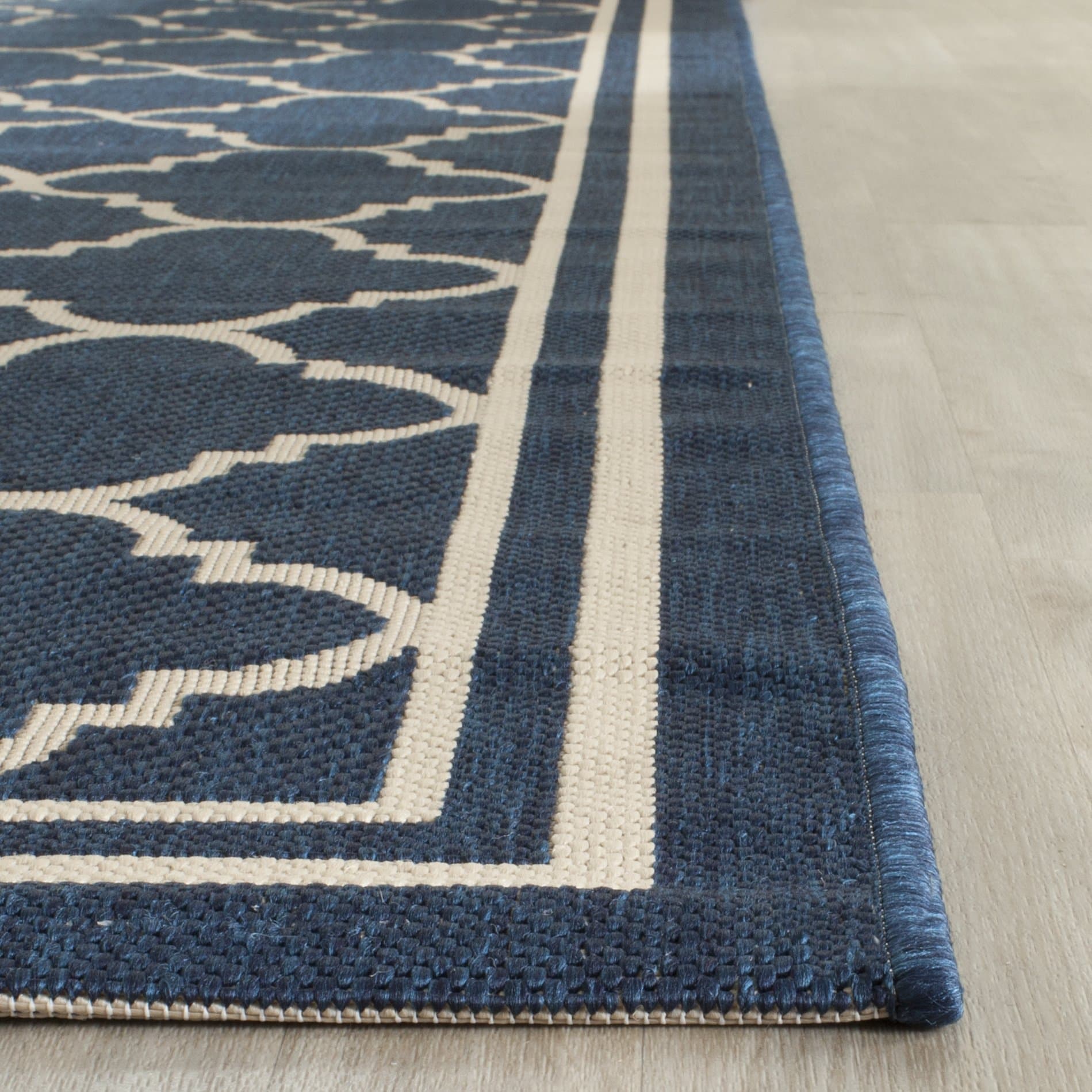 SAFAVIEH Washable Rug Outdoor Courtyard Collection Runner - 2'3" x 9', Navy & Be - Thumbnail 4