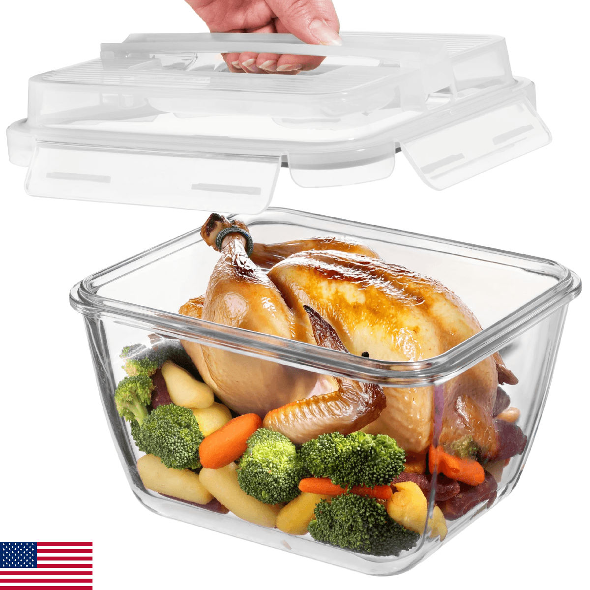 Razab 17 Cup 132 Oz Glass Food Storage Container Leakproof Lid - Image 1