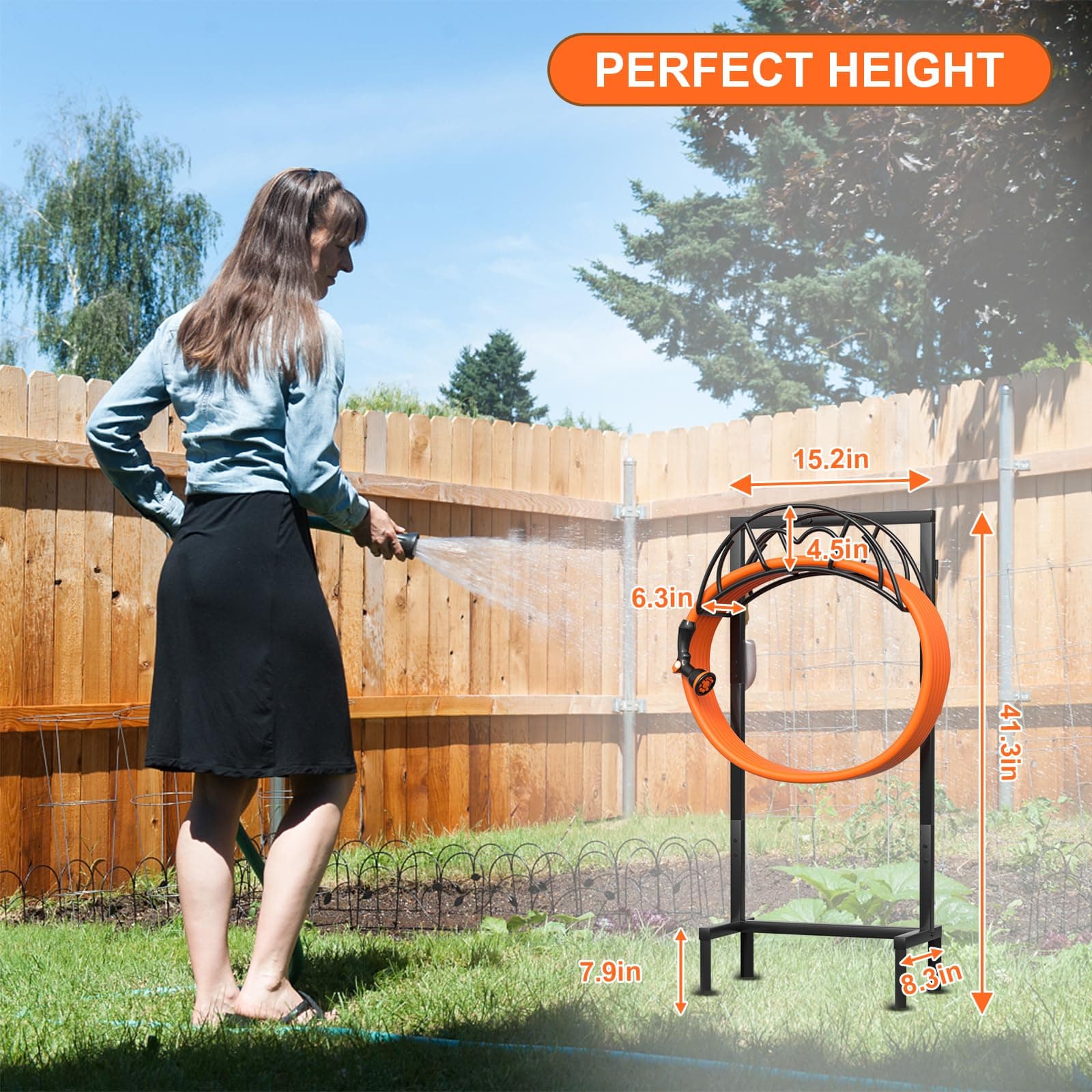 VyGrow Heavy Duty Freestanding Garden Hose Holder - 150ft Capacity, Outdoor - Thumbnail 4