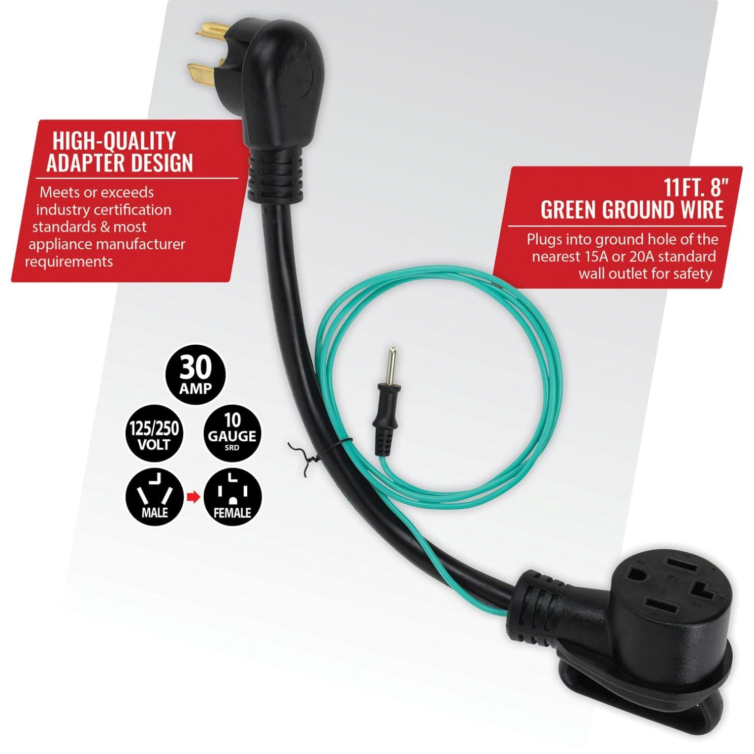 Certified Appliance Accessories 3-Prong to 4-Prong Dryer Plug Adapter 30A 250V 1 - Thumbnail 2