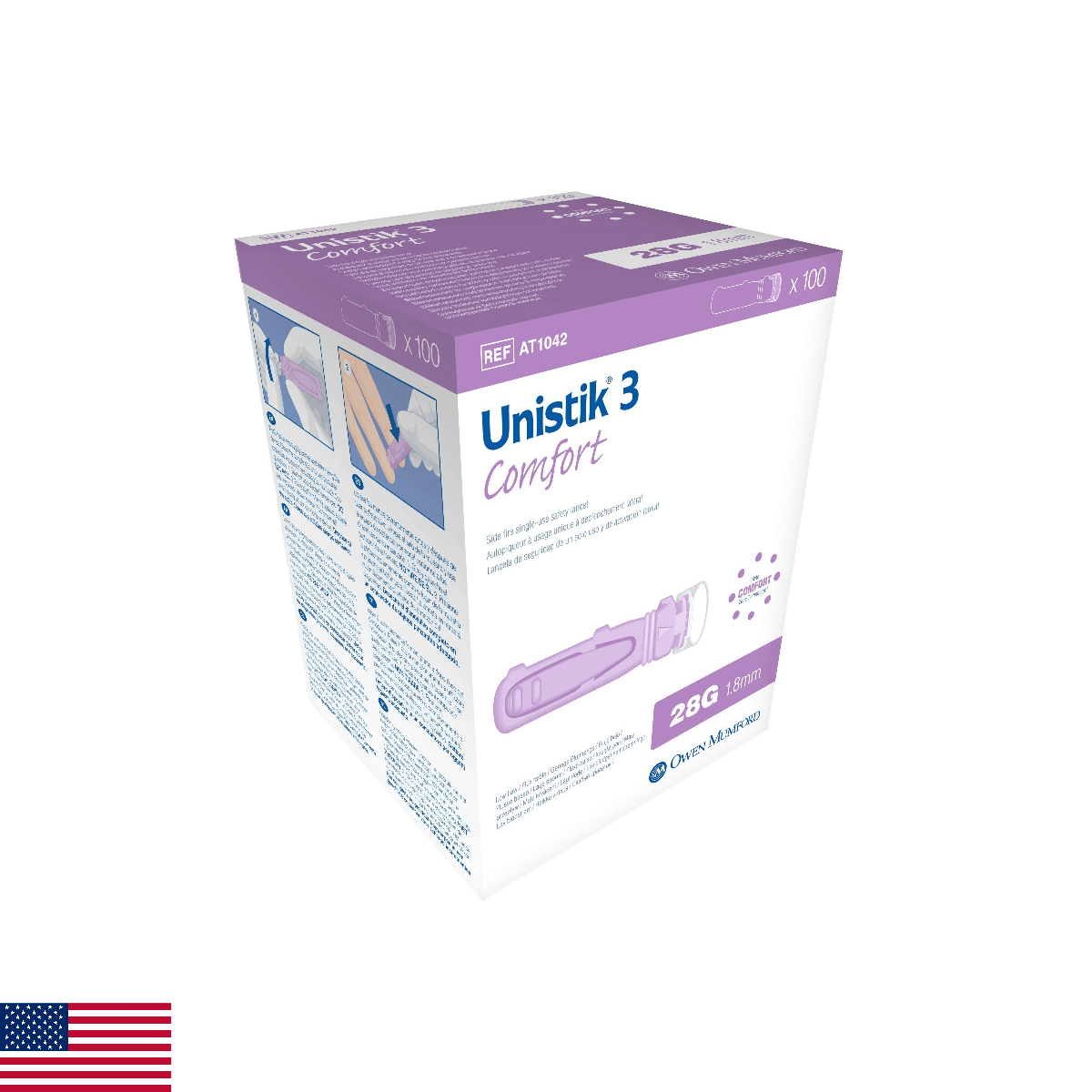 Owen Mumford Unistik 3 Safety Lancets (28G), 100 Count - Image 1
