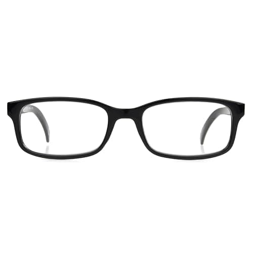 Foster Grant Men's Boston Rectangular Reading Glasses, Black/Transparent, 54 mm - Thumbnail 2