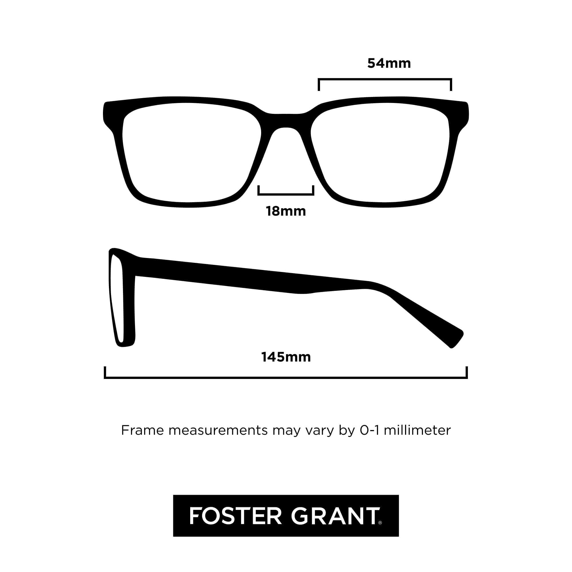 Foster Grant Men's Boston Rectangular Reading Glasses, Black/Transparent, 54 mm - Thumbnail 5