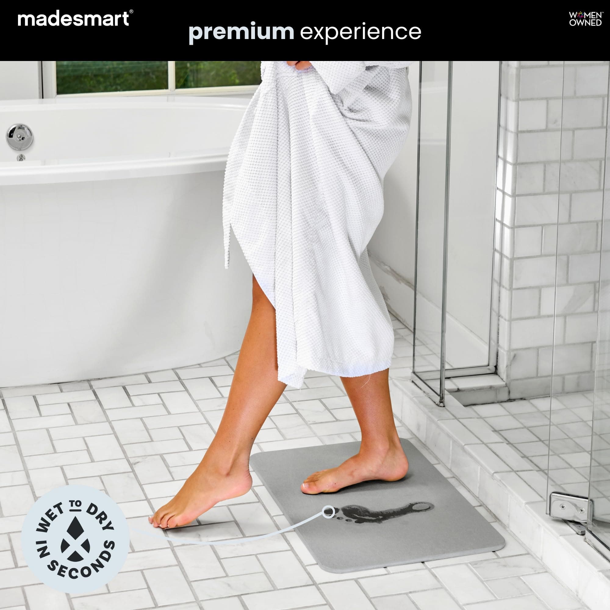 Madesmart Stone Bath Mat Diatomaceous Earth Shower Mat Non-Slip Super Absorbent - Thumbnail 4