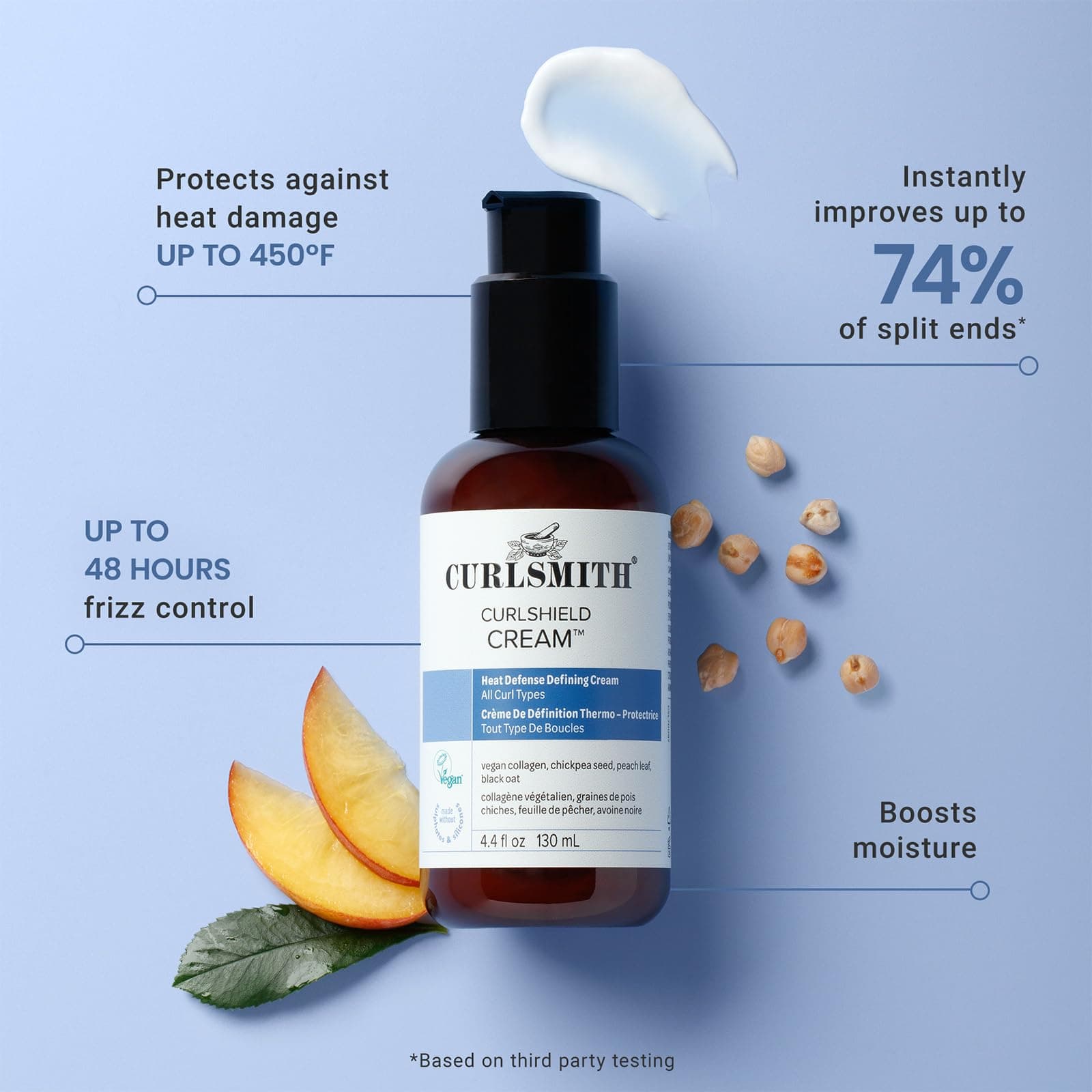 CURLSMITH CurlShield Cream - Multi-Benefit Heat Protection Cream, For Dry Stylin - Thumbnail 3