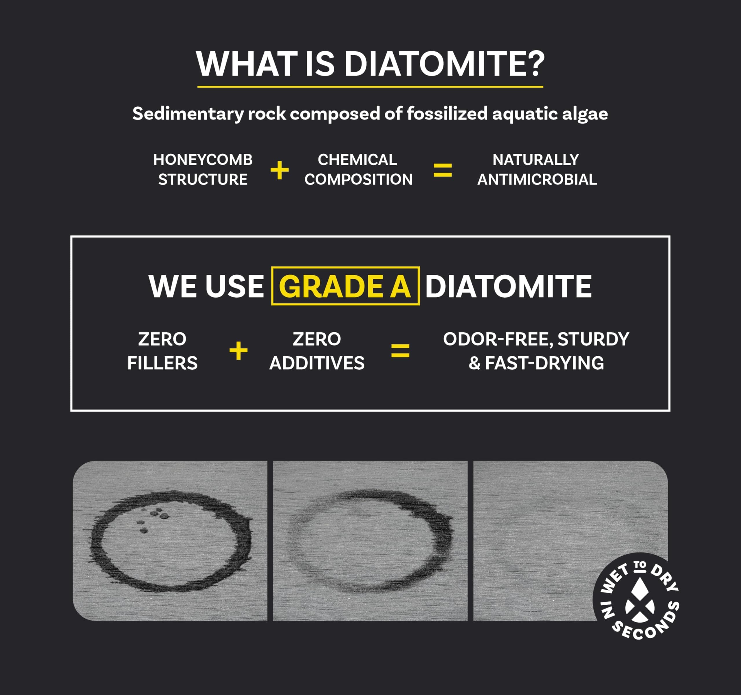 Madesmart Stone Bath Mat Diatomaceous Earth Shower Mat Non-Slip Super Absorbent - Thumbnail 6