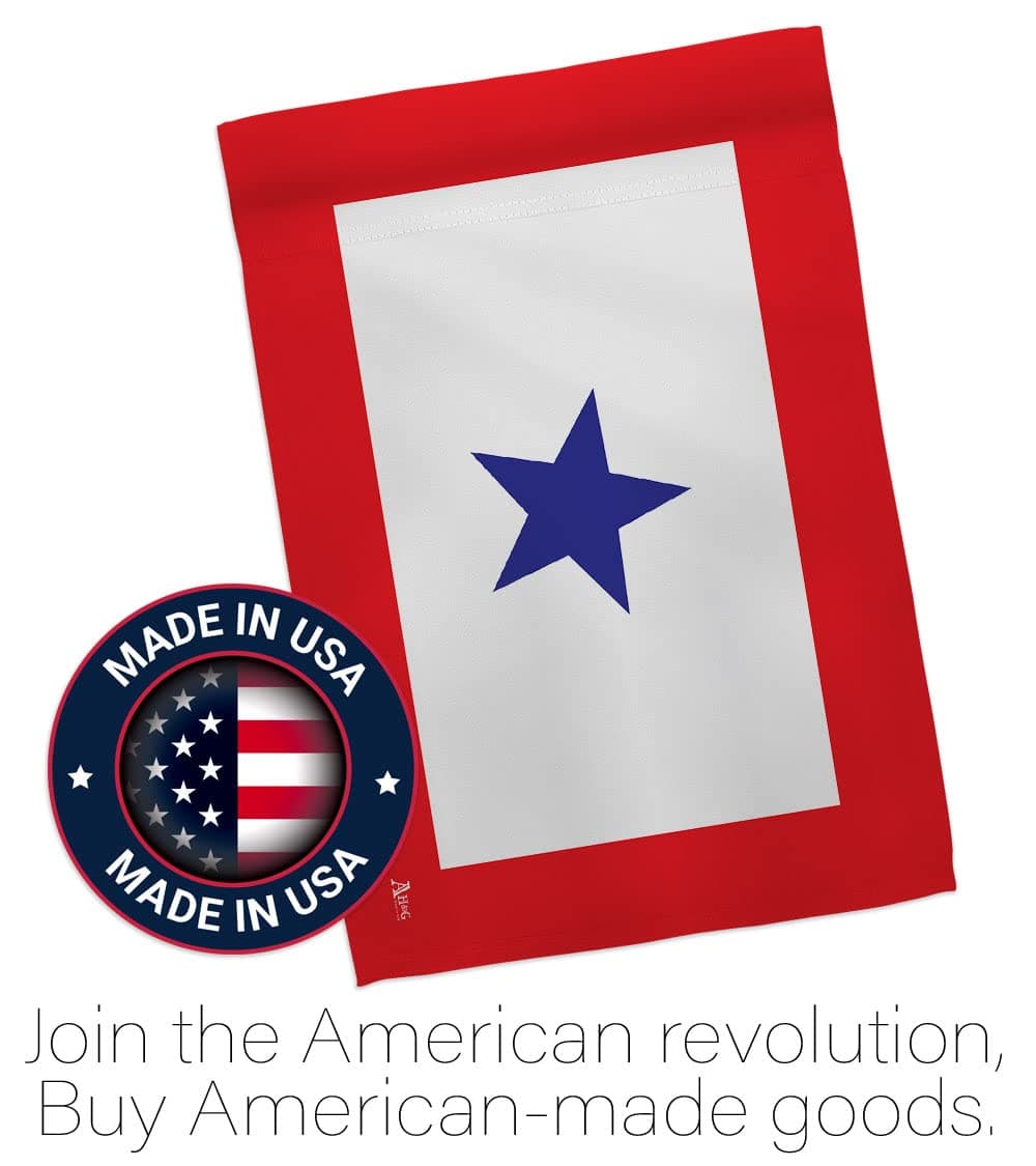 Blue Star Flag For Military Family Deployment With Pole Set Stand Outside House - Thumbnail 5