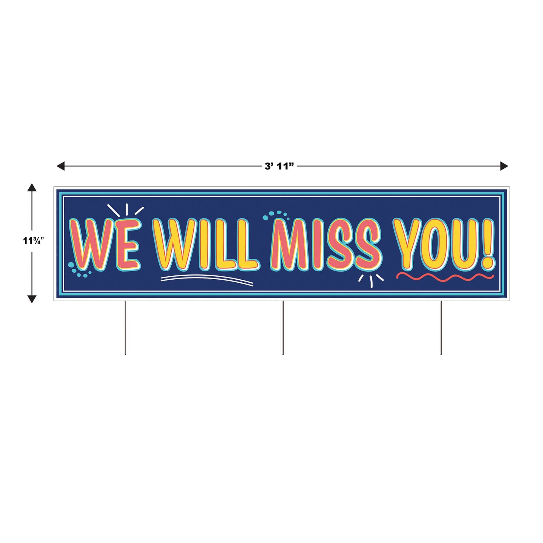 Beistle Durable Plastic Jumbo We Will Miss You! Yard Sign With Metal Stakes Goin - Thumbnail 3