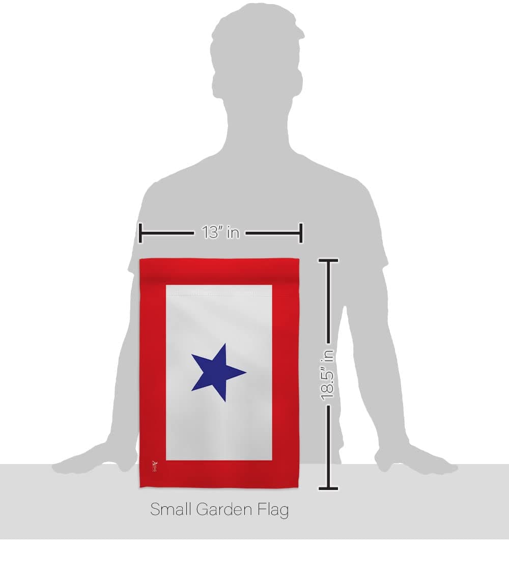 Blue Star Flag For Military Family Deployment With Pole Set Stand Outside House - Thumbnail 2