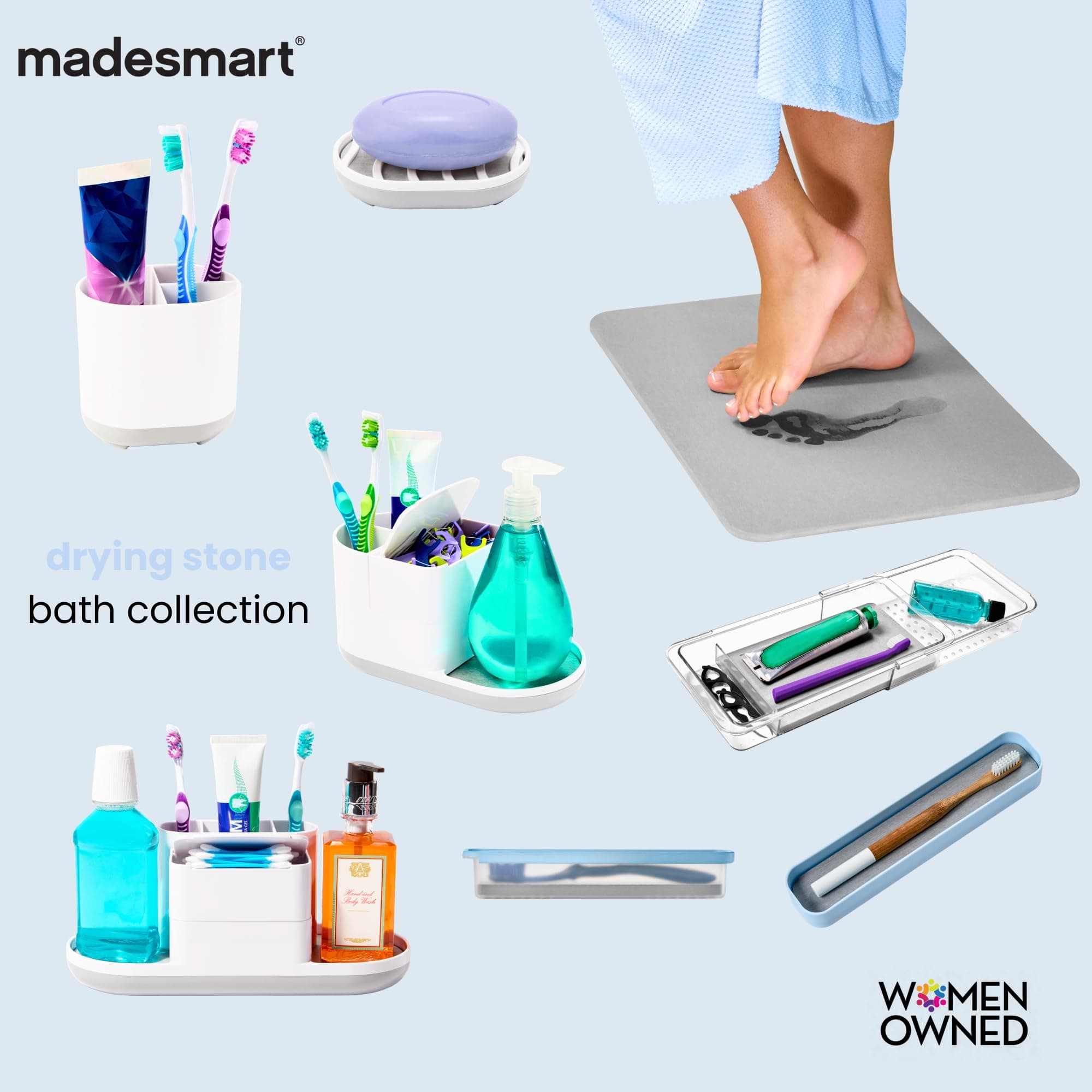 Madesmart Stone Bath Mat Diatomaceous Earth Shower Mat Non-Slip Super Absorbent - Thumbnail 7