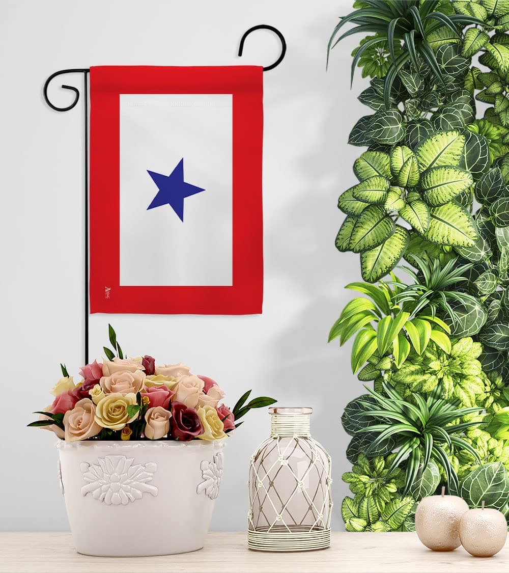 Blue Star Flag For Military Family Deployment With Pole Set Stand Outside House - Thumbnail 9
