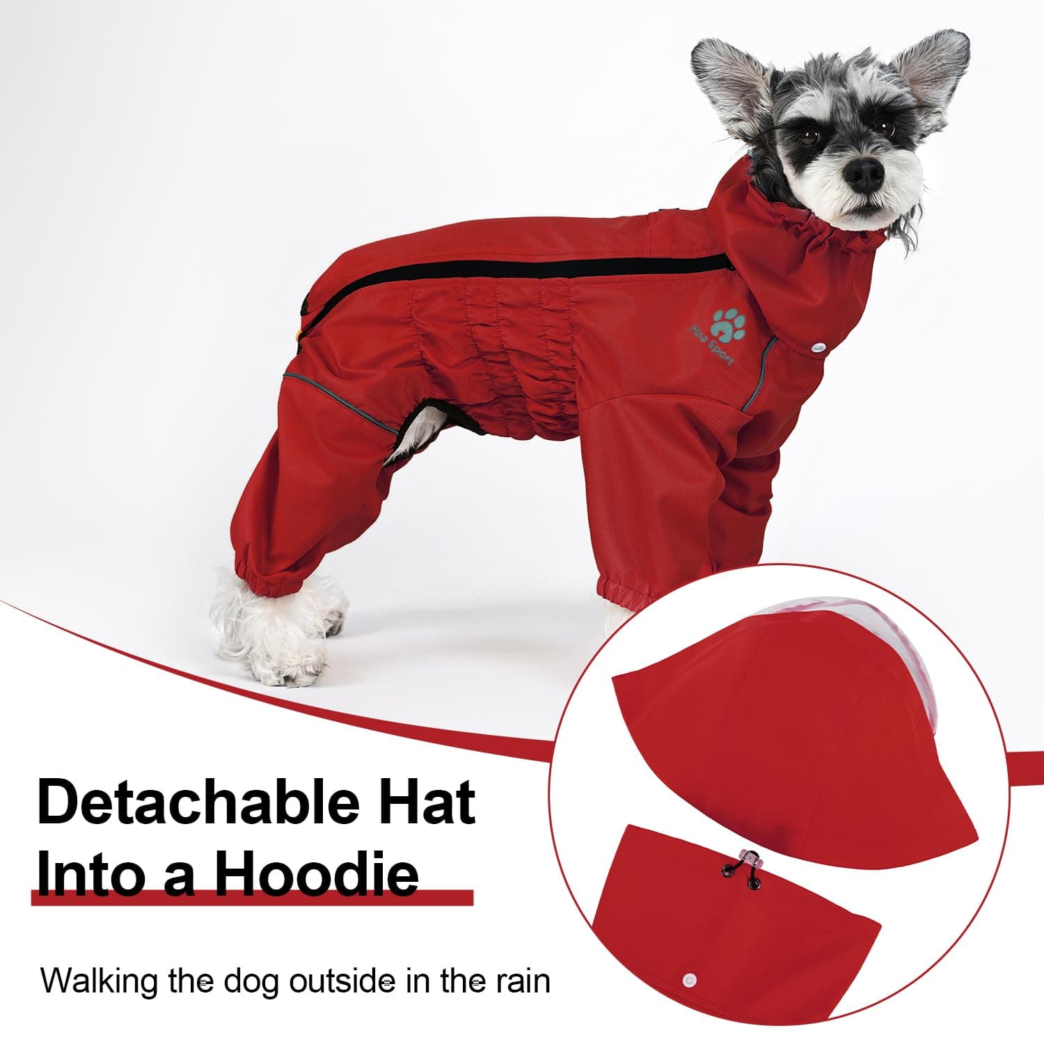 PINA Dog Raincoat, Waterproof Dog Rain Jacket with Hood, Lightweight Dog Rain Co - Thumbnail 2