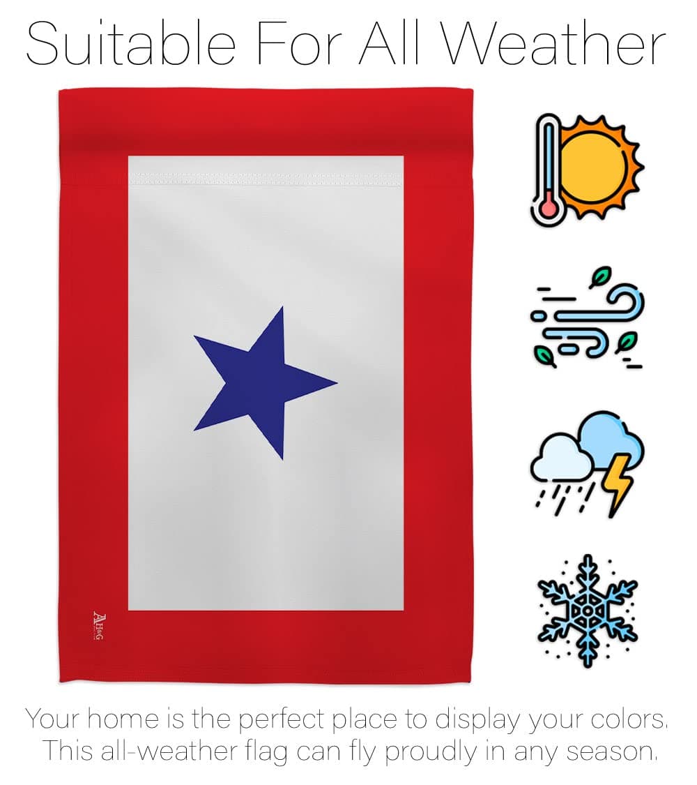 Blue Star Flag For Military Family Deployment With Pole Set Stand Outside House - Thumbnail 6