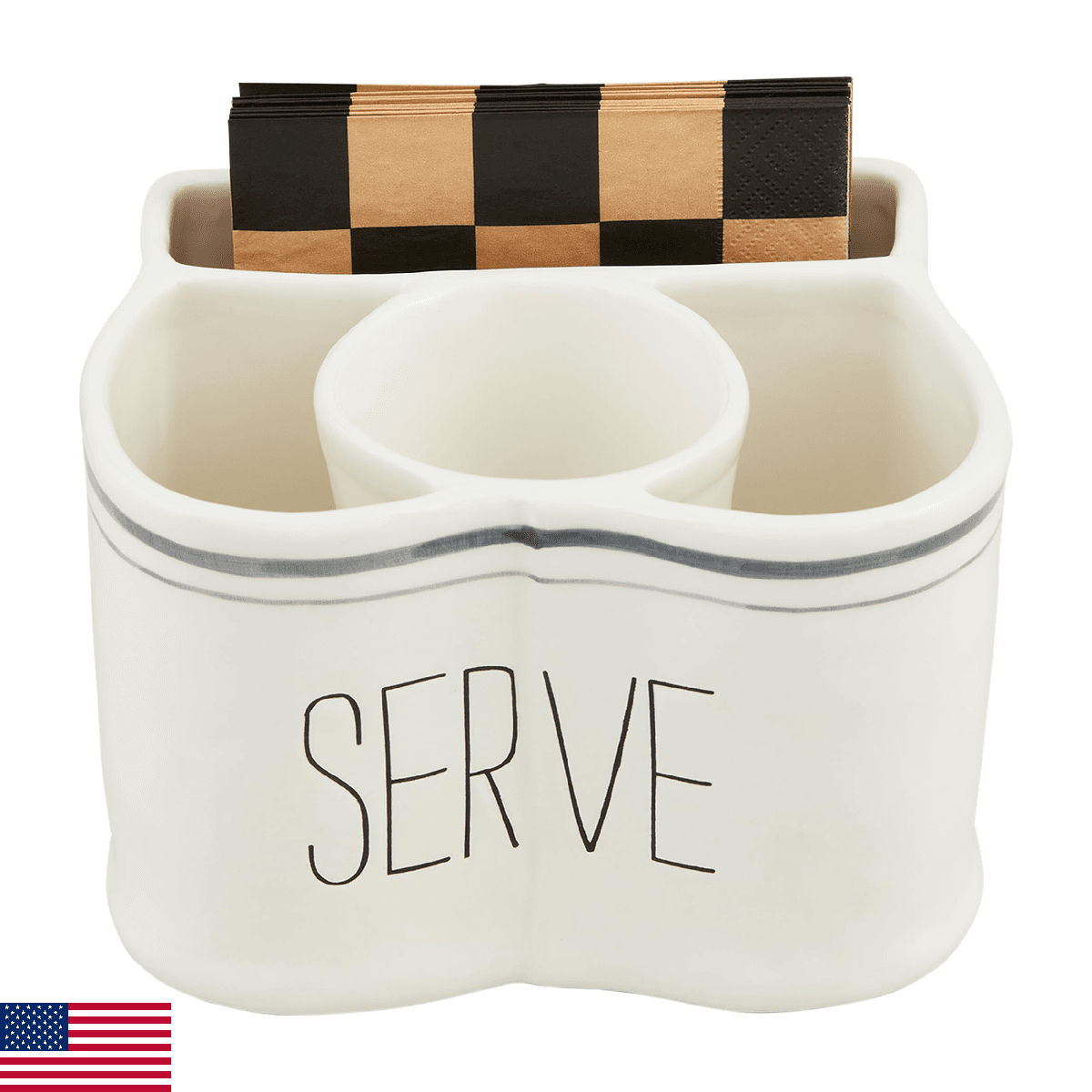 Mud Pie Utensil And Napkin Holder Caddy 6x7 Napkin 5x5 - Image 1