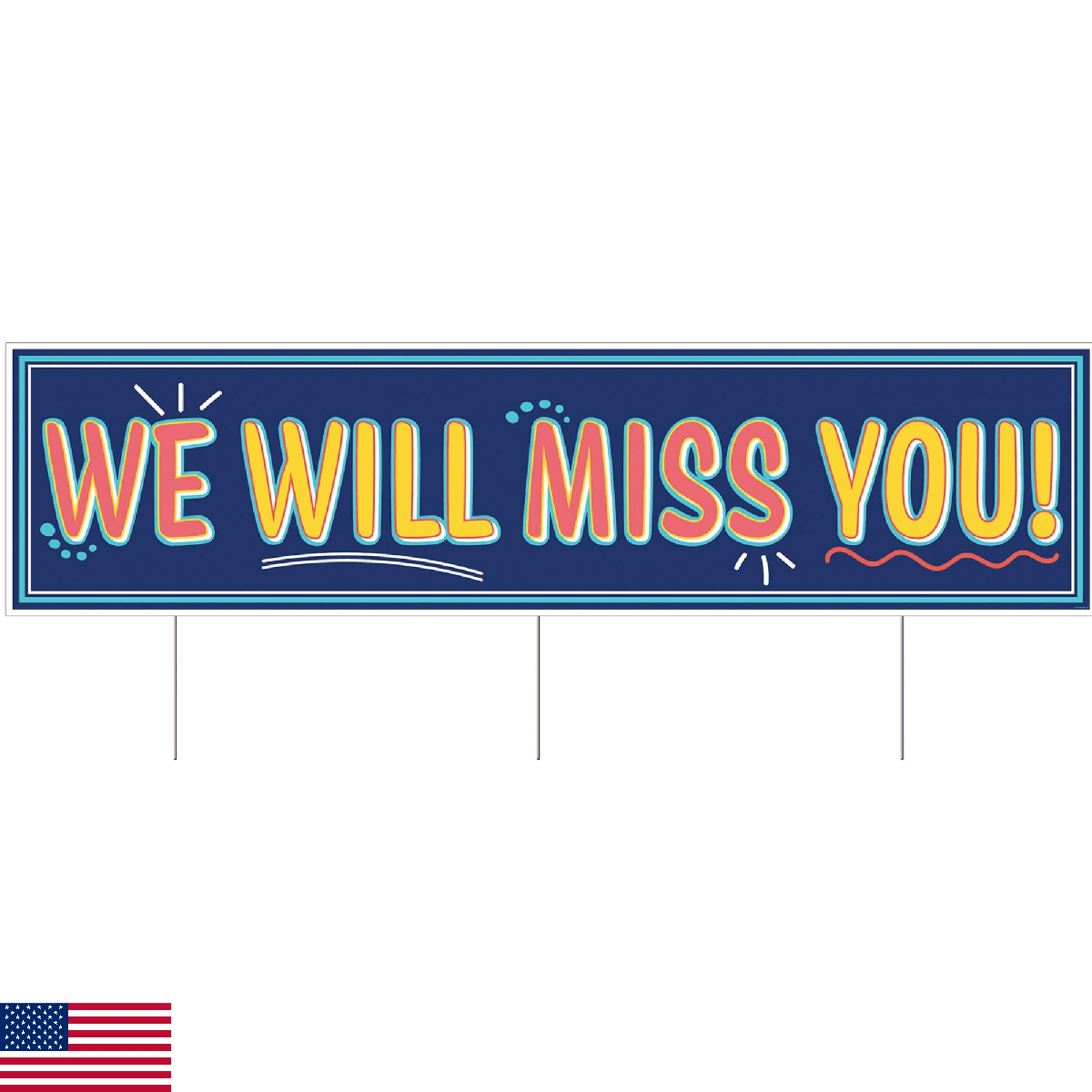 Beistle Durable Plastic Jumbo We Will Miss You! Yard Sign With Metal Stakes Goin - Image 1