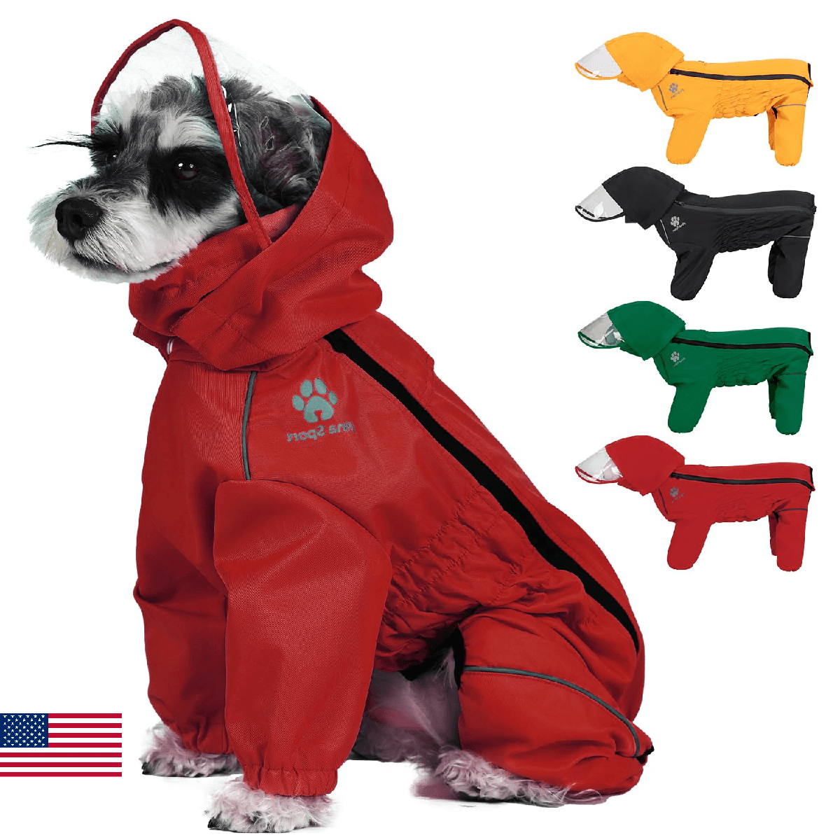 PINA Dog Raincoat, Waterproof Dog Rain Jacket with Hood, Lightweight Dog Rain Co - Image 1