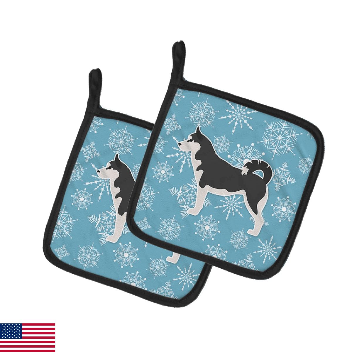 Caroline's Treasures BB3580PTHD Winter Snowflake Siberian Husky Pair of Pot Hold - Image 1