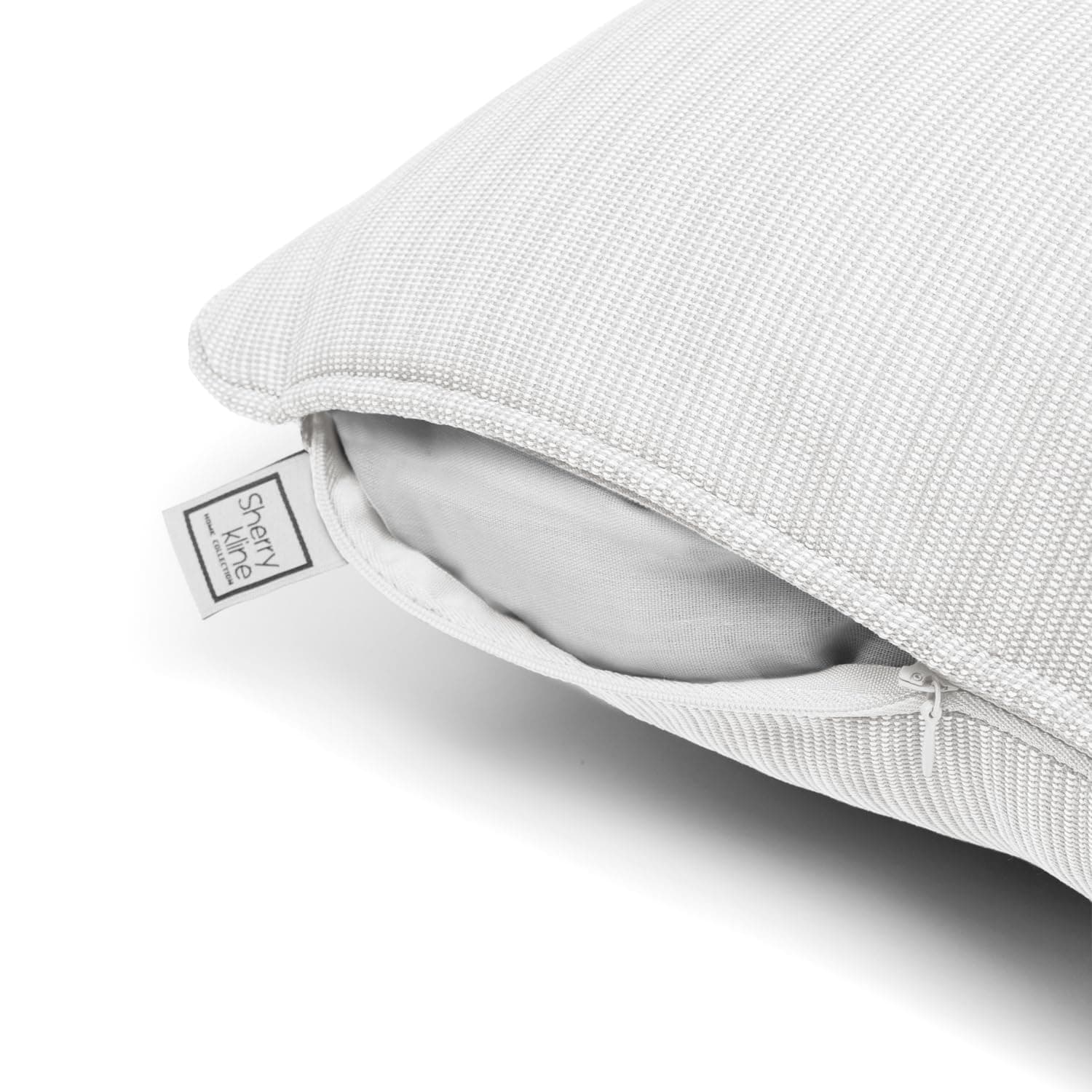 Sherry Kline Island Breeze Indoor/Outdoor Corded Boudoir Filled Pillow Eggshell - Thumbnail 3