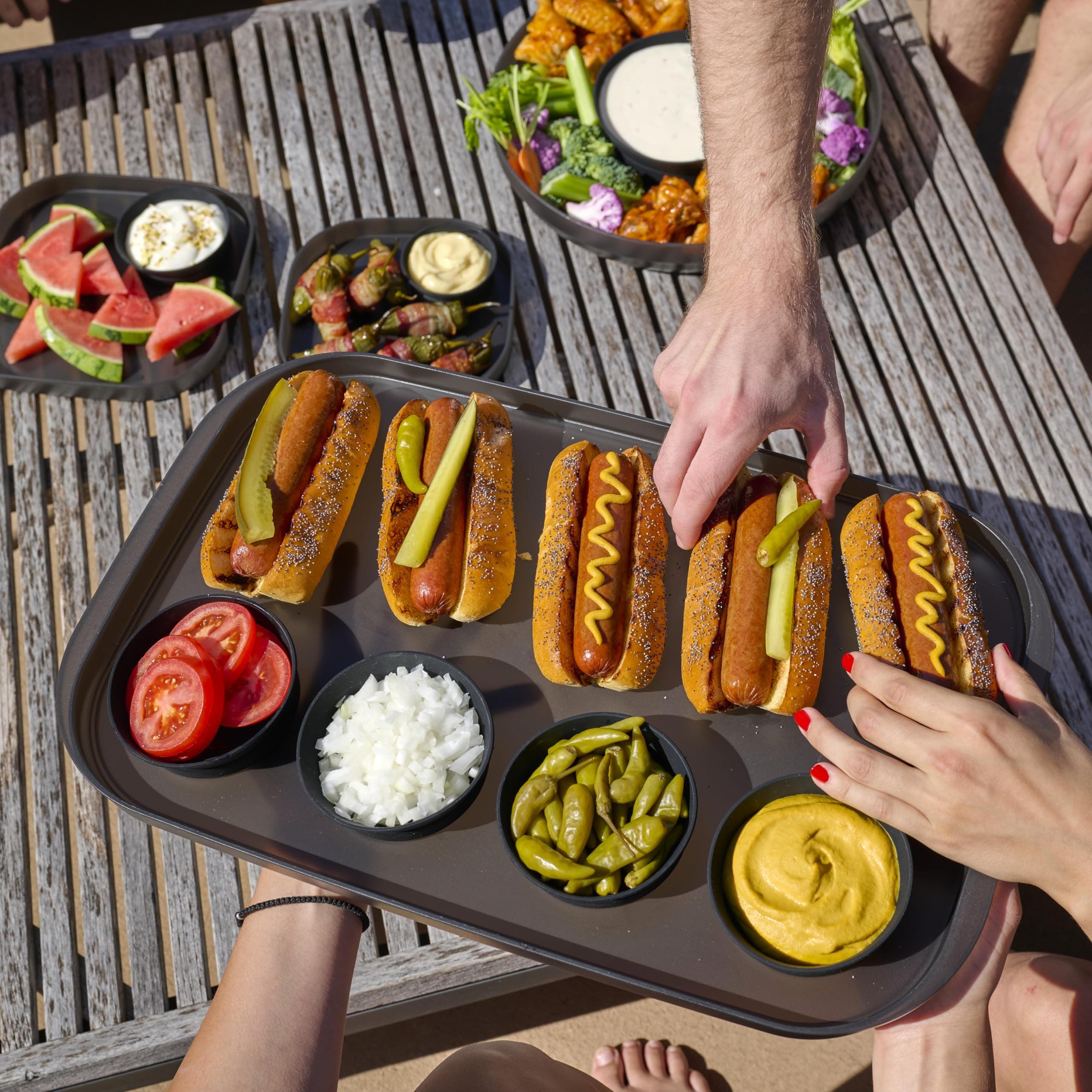 madesmart Dipware Family Style Serving Tray 4-Bowl Plate for Gameday and BBQs, F - Thumbnail 5