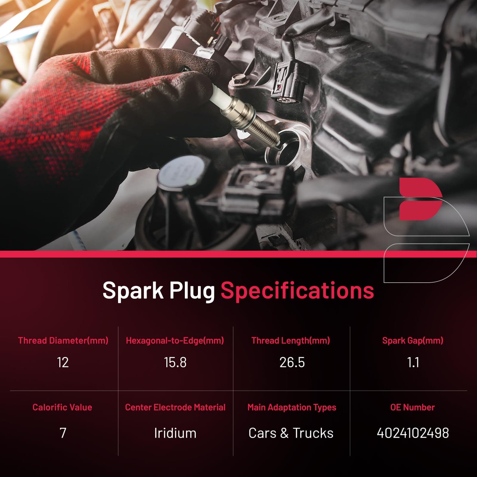 BDFHYK 4024102498 Iridium Spark Plugs Compatible with Jeep Wrangler 2012-2017 3. - Thumbnail 3