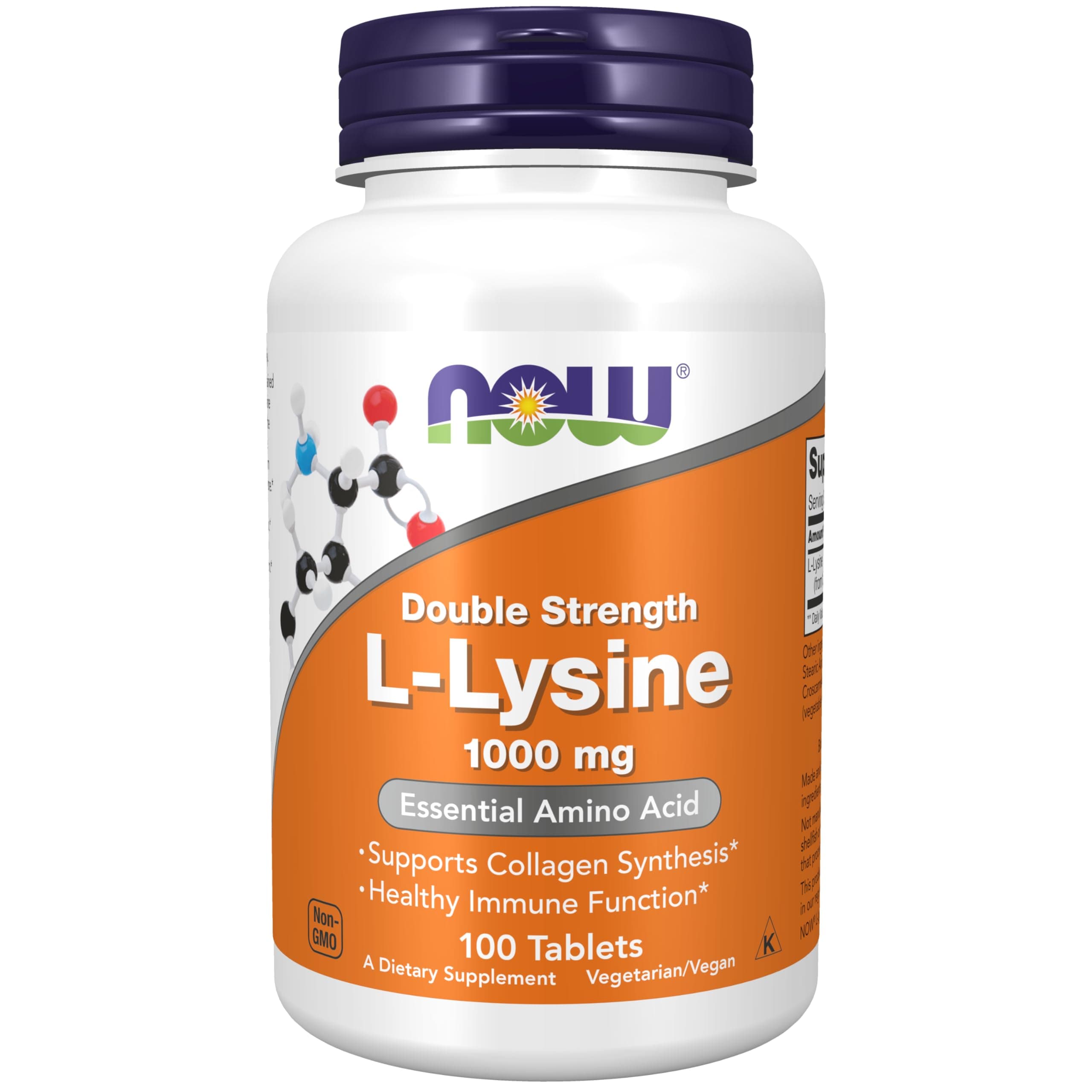 NOW Supplements Methyl Folate 1000mcg & L-Lysine 1000mg - 90/100 Tabs - Thumbnail 5