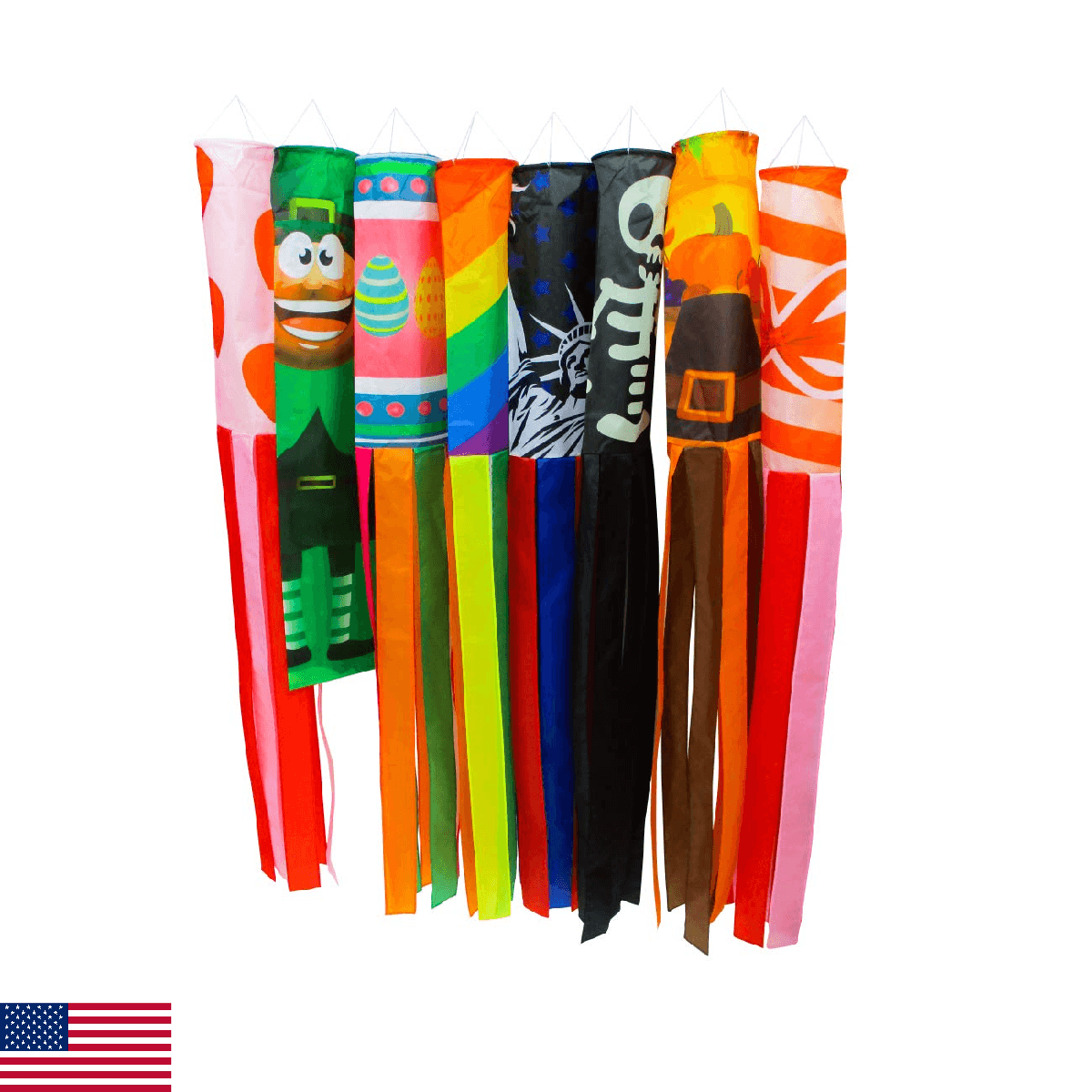 Trademark Innovations 60" Seasonal Theme Windsocks - Set of 8 - Blows in The Win - Image 1