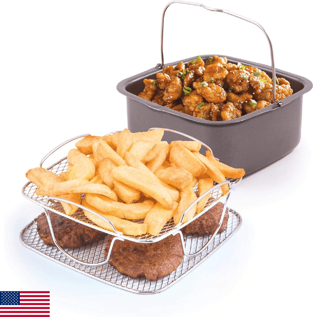 Nuwave 2pc Brio Air Fryer Cooking Accessory Kit, Reversible Rack and Baking Pan, - Image 1