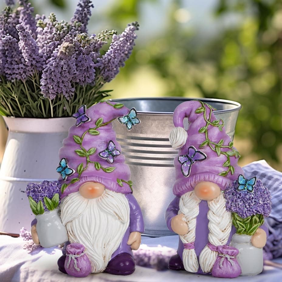 Hodao 2PCS Lavender Dream Gnome Set - Purple Fragrance Wonderland Journey Spring - Thumbnail 3