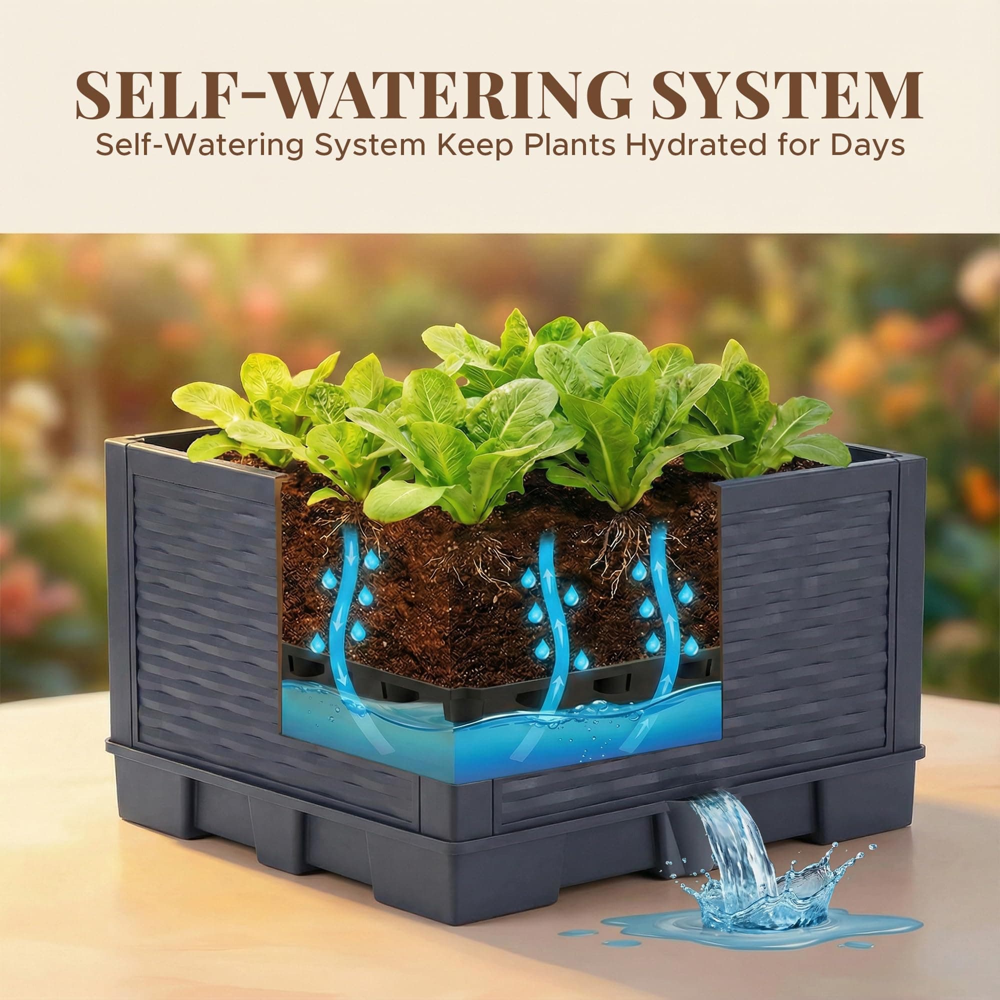 Growia 2-Pack 43" Self-Watering Tomato Planter w/ Trellis, Vertical Garden - Thumbnail 2