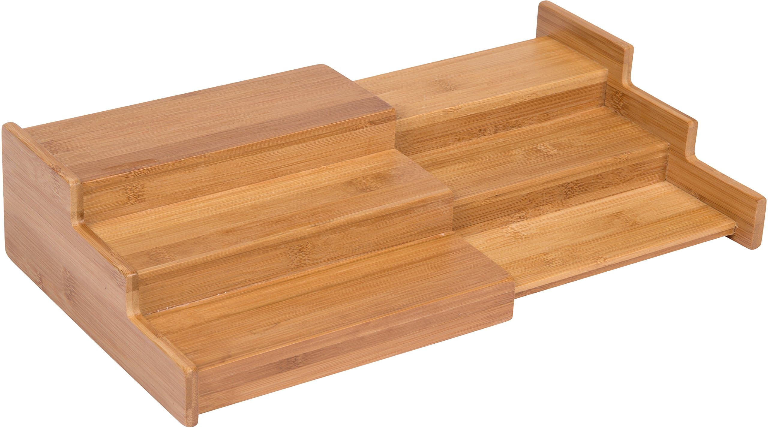 Trademark Innovations Bamboo Expandable 3-Tier Spice Rack and Cabinet Organizer, - Thumbnail 4