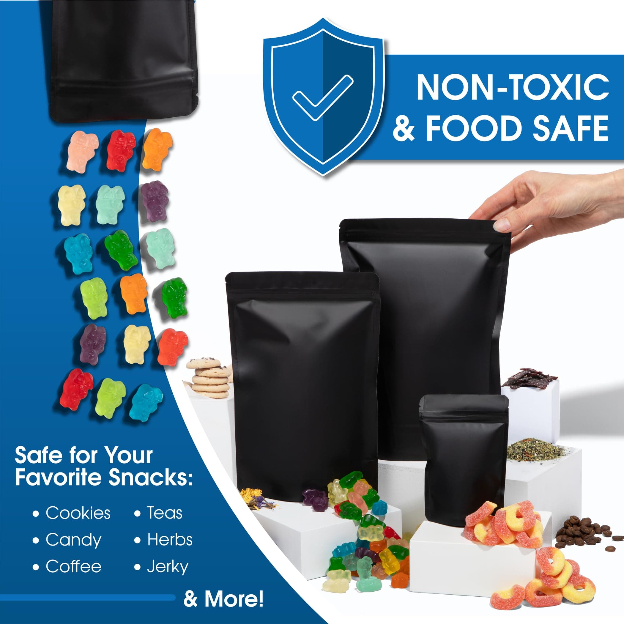 Spartan Industrial 3.5x5.5 Matte Black Stand-Up Mylar Bags 1000 Pack Small Smell - Thumbnail 6