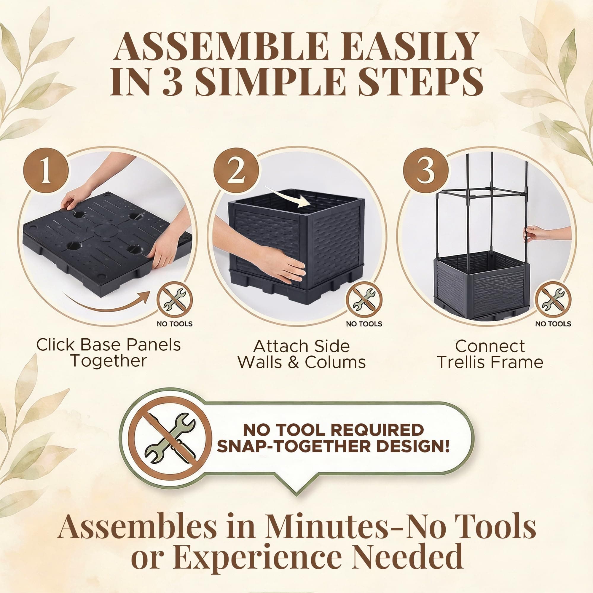 Growia 2-Pack 43" Self-Watering Tomato Planter w/ Trellis, Vertical Garden - Thumbnail 5