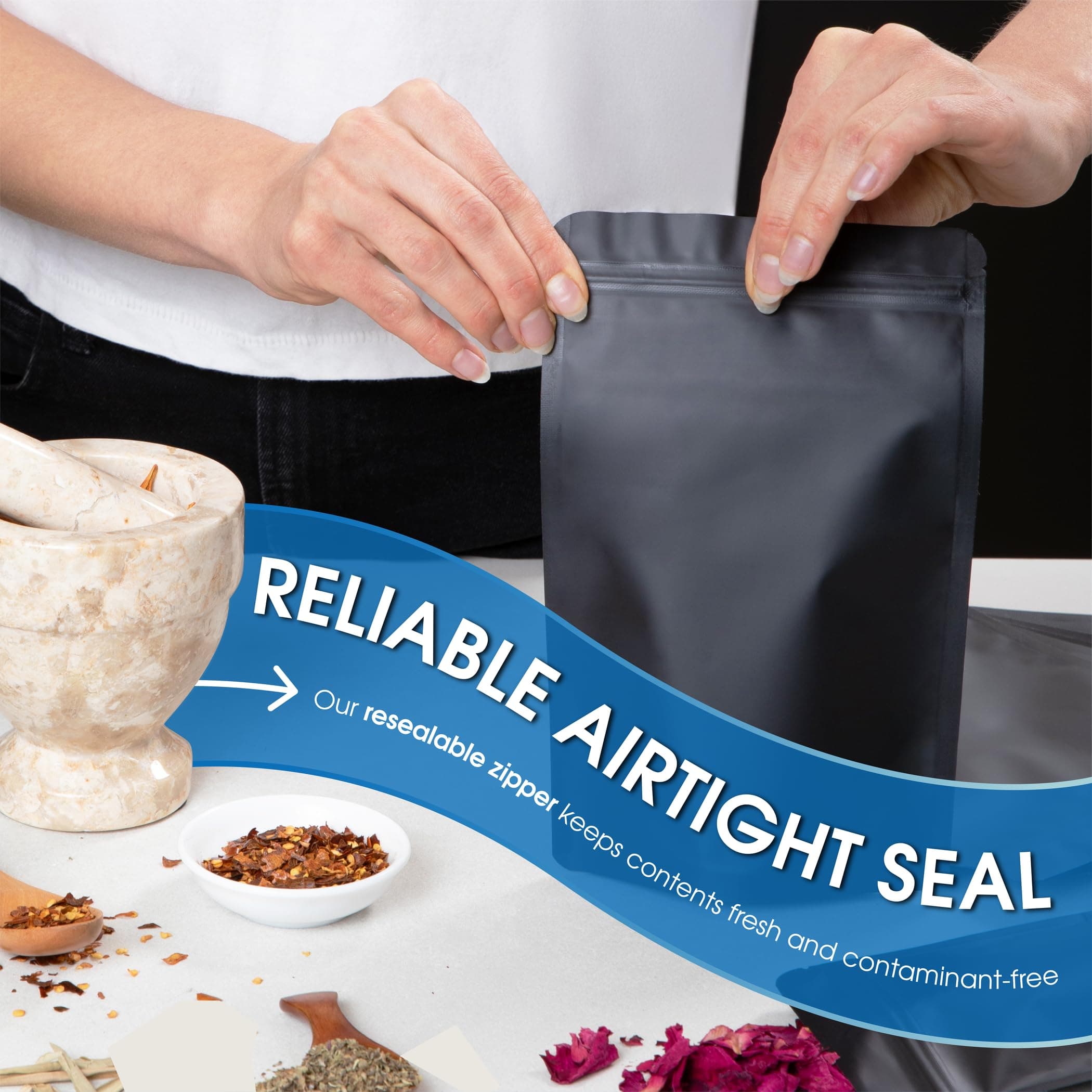 Spartan Industrial 3.5x5.5 Matte Black Stand-Up Mylar Bags 1000 Pack Small Smell - Thumbnail 4