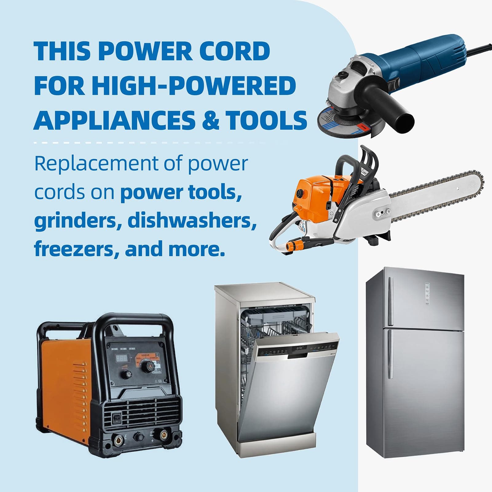 15ft 14 Gauge 3 Prong Heavy Duty Replacement Power Supply Cord Cable - Heavy Dut - Thumbnail 5