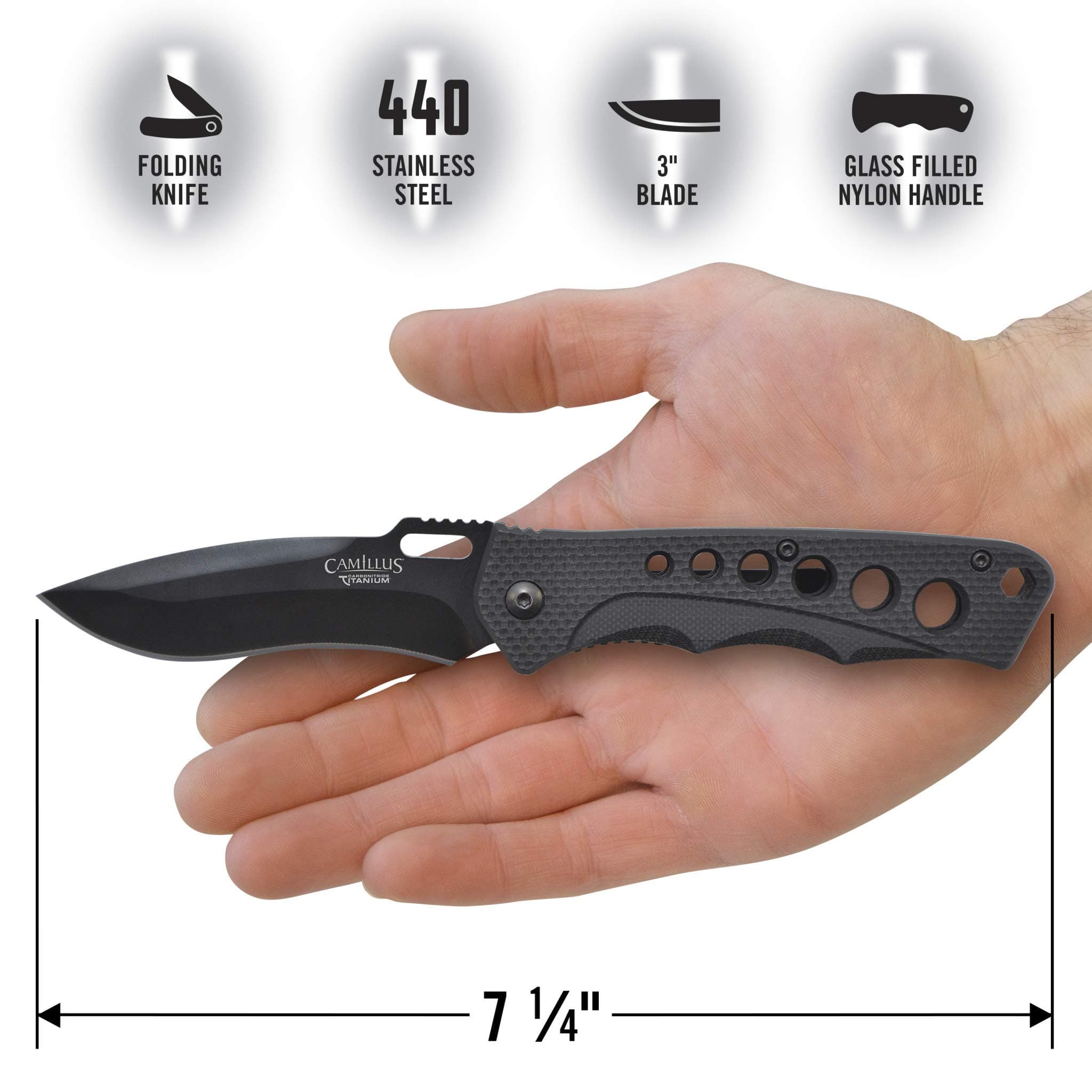 CAMILLUS Rage / 7.25" Overall / 3" Blade/CARBONITRIDE Titanium™ / 440SS - Thumbnail 2