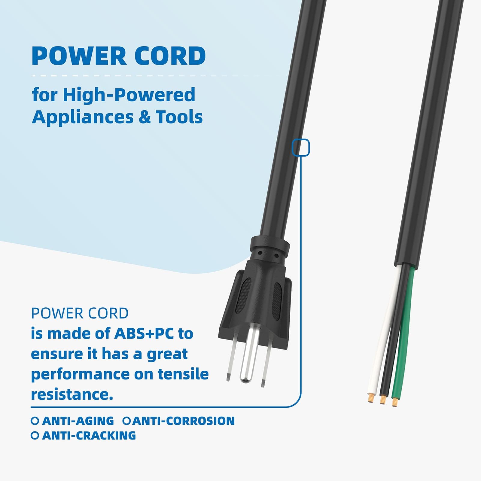 15ft 14 Gauge 3 Prong Heavy Duty Replacement Power Supply Cord Cable - Heavy Dut - Thumbnail 3