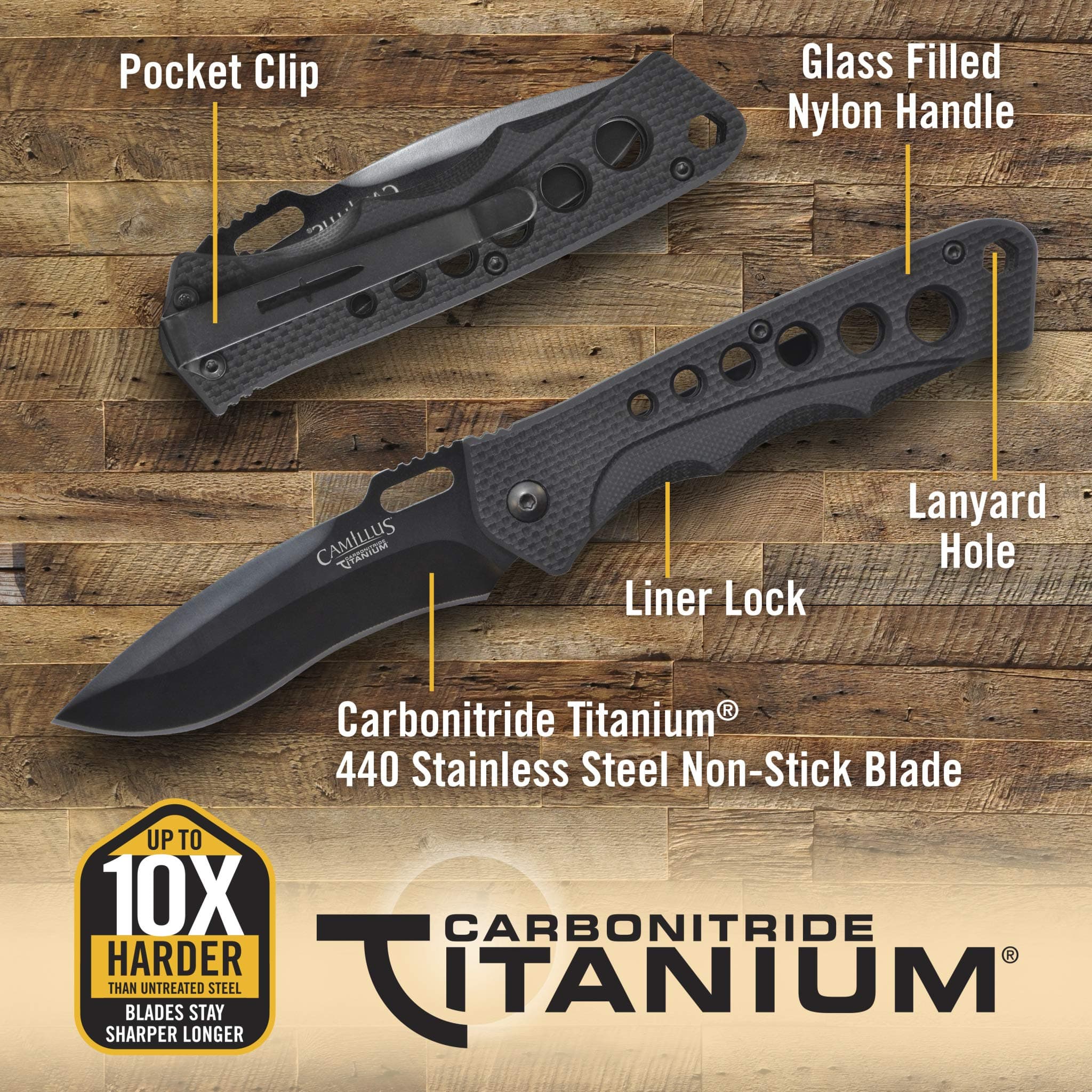 CAMILLUS Rage / 7.25" Overall / 3" Blade/CARBONITRIDE Titanium™ / 440SS - Thumbnail 3