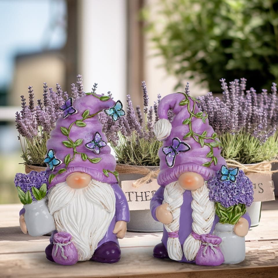 Hodao 2PCS Lavender Dream Gnome Set - Purple Fragrance Wonderland Journey Spring - Thumbnail 2