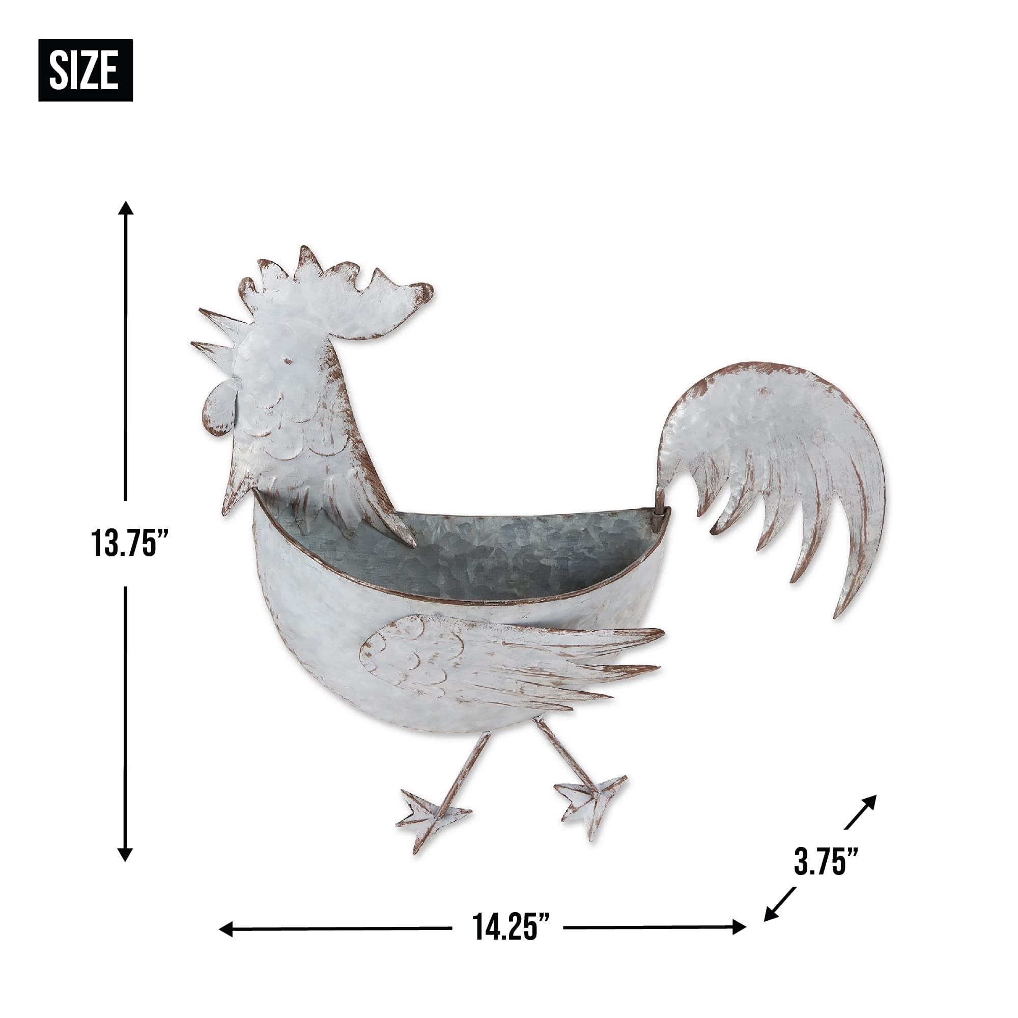 DII Galvanized Planter Collection Wall Hanging, Rooster, 14.25x3.75x13.75, Iron - Thumbnail 7
