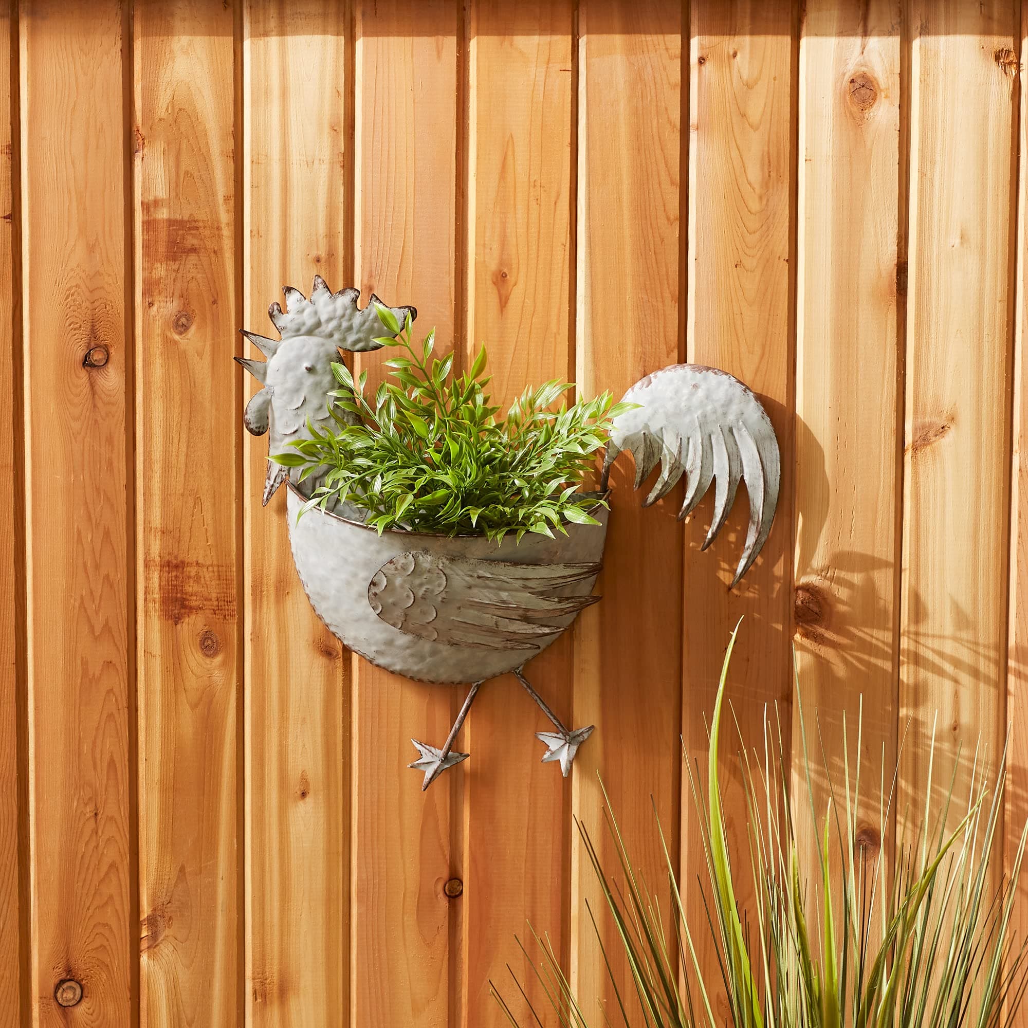 DII Galvanized Planter Collection Wall Hanging, Rooster, 14.25x3.75x13.75, Iron - Thumbnail 4