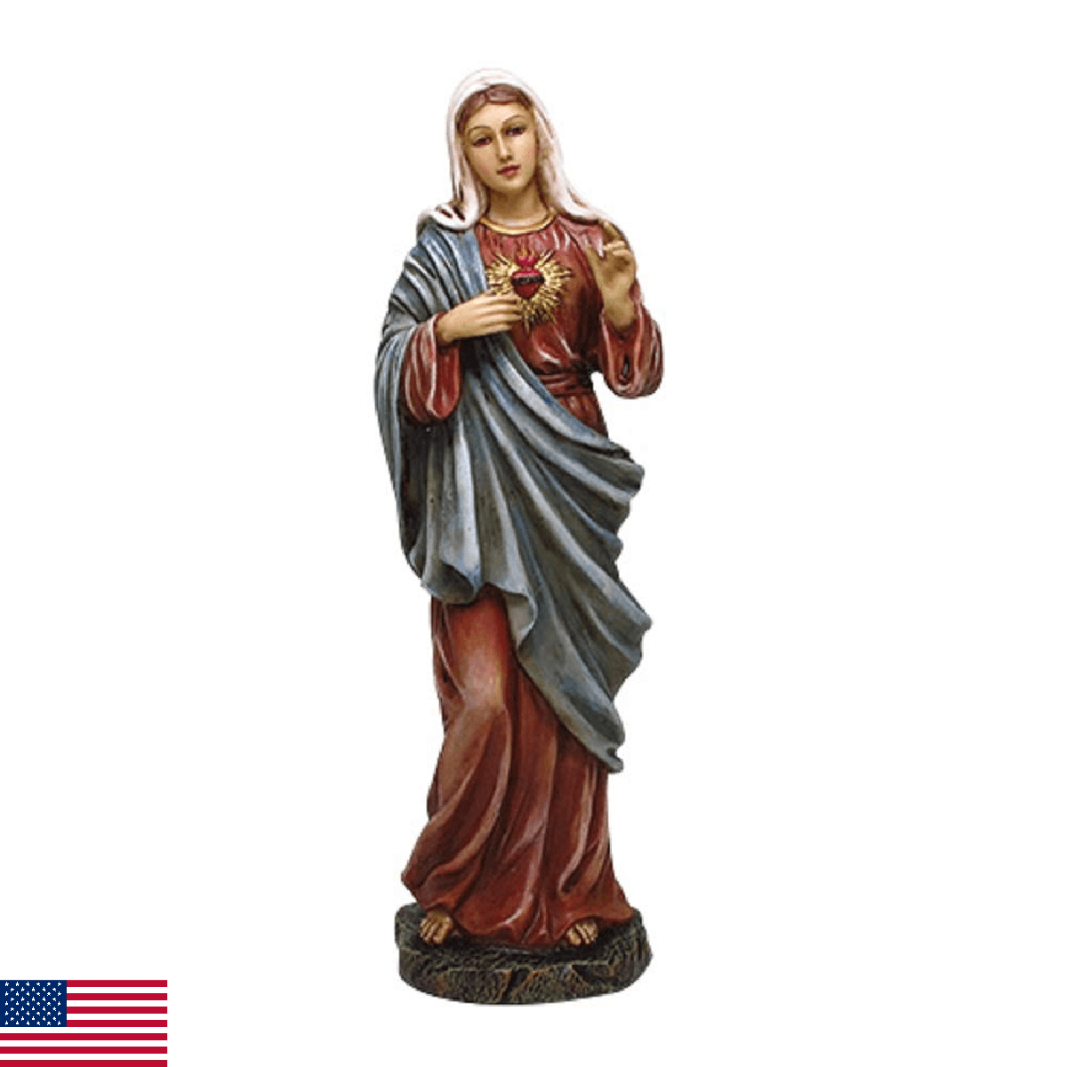 Pacific Giftware Sacred Heart of Mary Statue Purity Charity and Devotion - Image 1