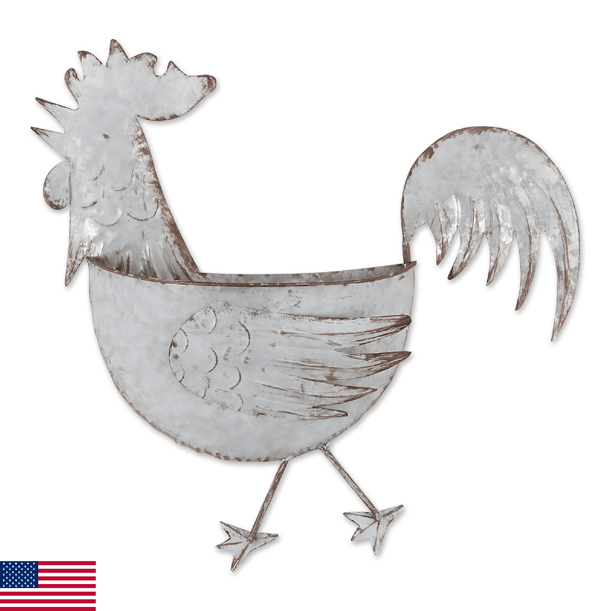 DII Galvanized Planter Collection Wall Hanging, Rooster, 14.25x3.75x13.75, Iron - Image 1