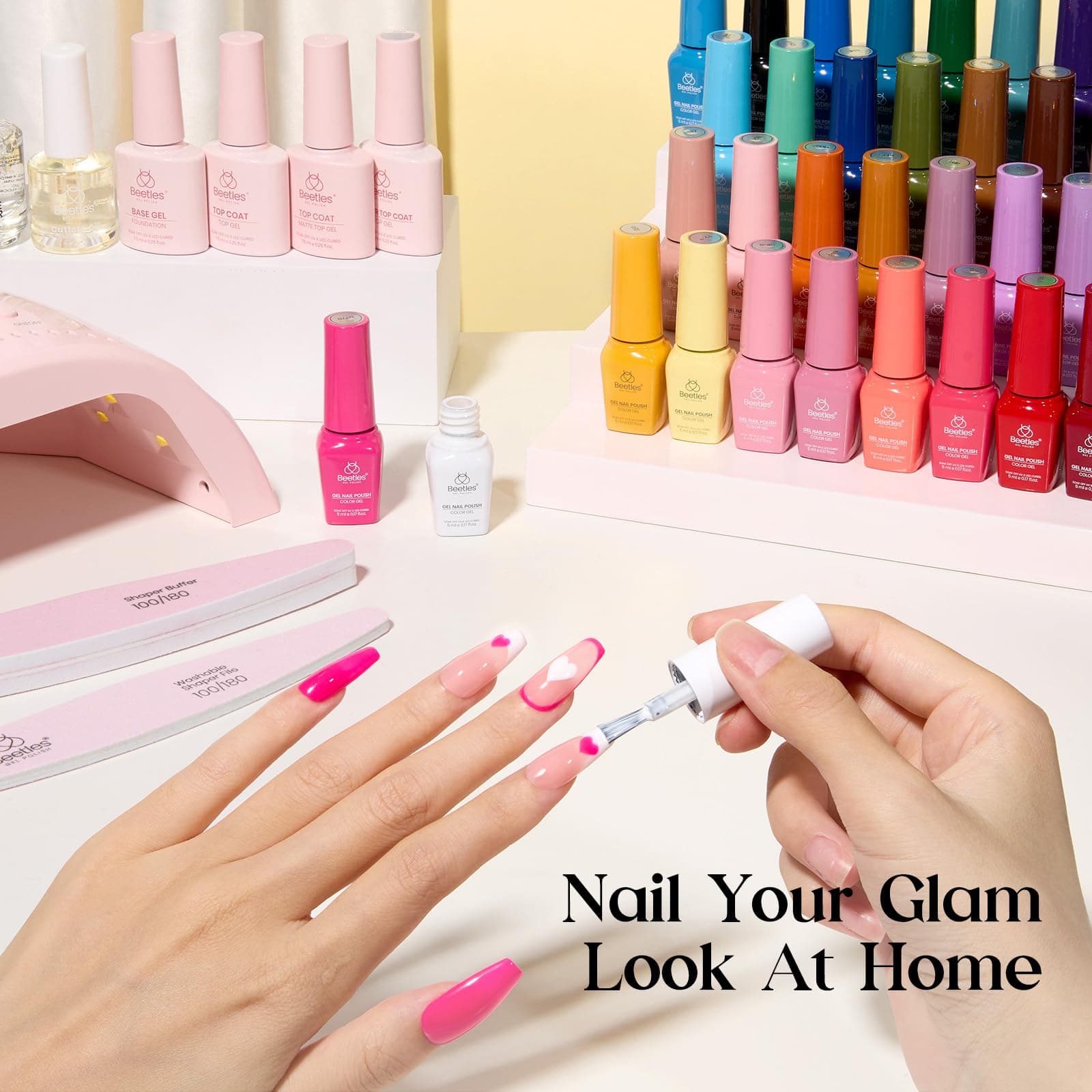 Beetles Gel Nail Polish Kit with U V Light -35 Colors Valentines Gel Polish Set - Thumbnail 6