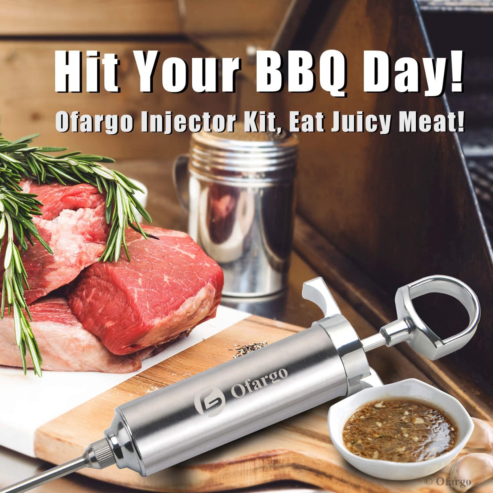 Ofargo Stainless Steel Meat Injector Kit with 4 Marinade Needles for BBQ - Thumbnail 5