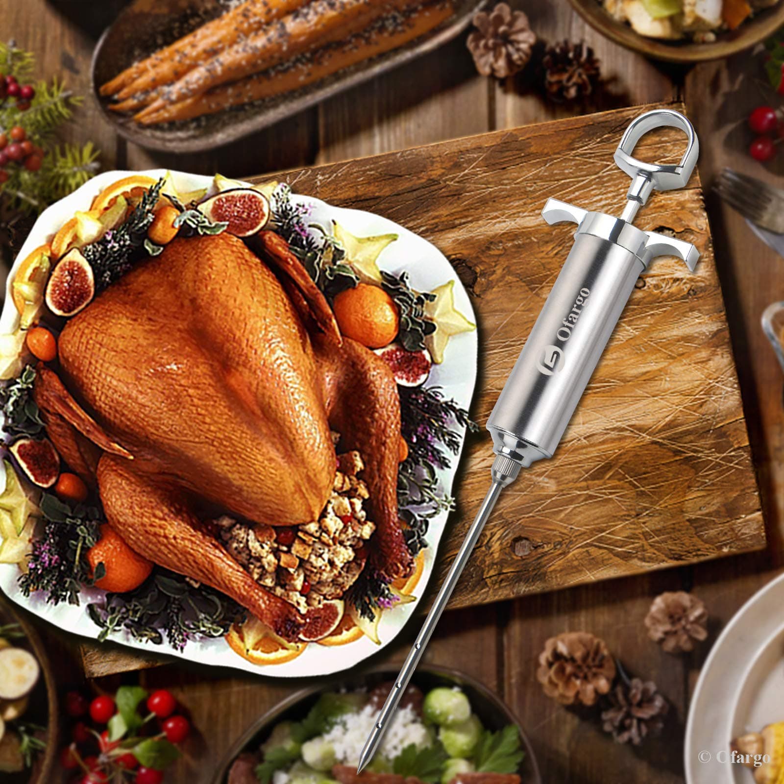 Ofargo Stainless Steel Meat Injector Kit with 4 Marinade Needles for BBQ - Thumbnail 7