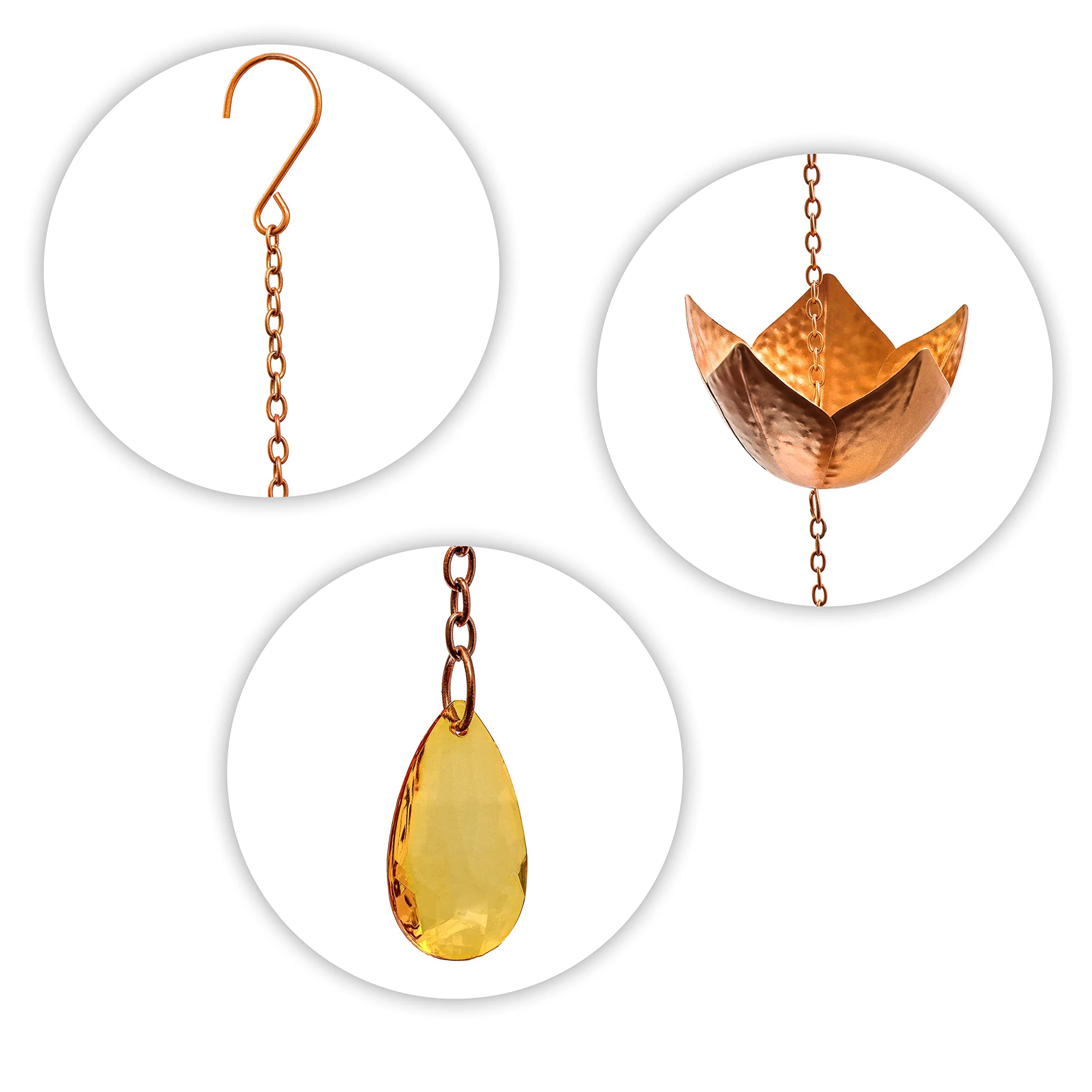 Trademark Innovations Copper Colored Flower Rain Chain for Gutters and Downspout - Thumbnail 3